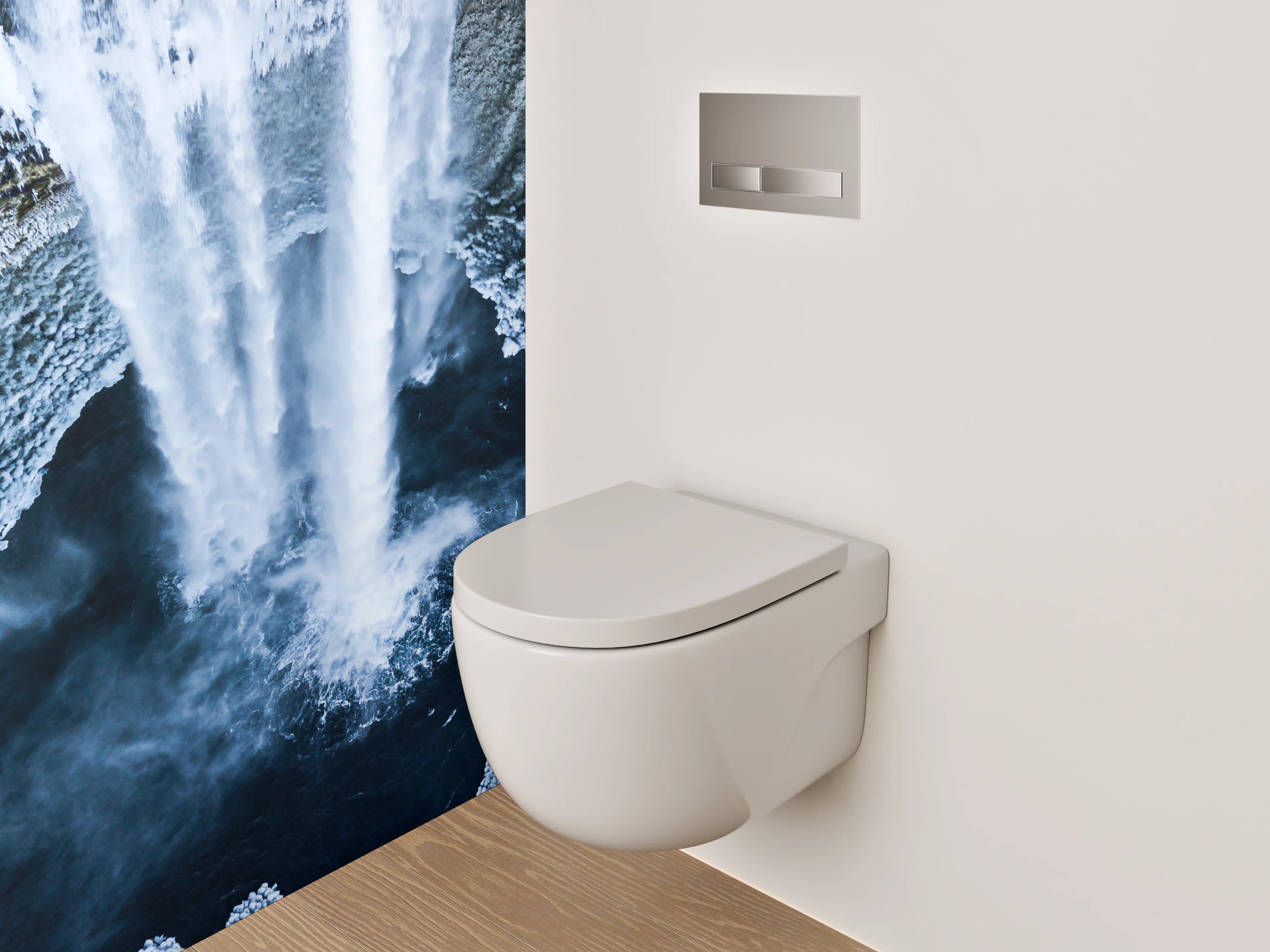 WC-Rückwand - Majestätischer Wasserfall aus der Vogelperspektive