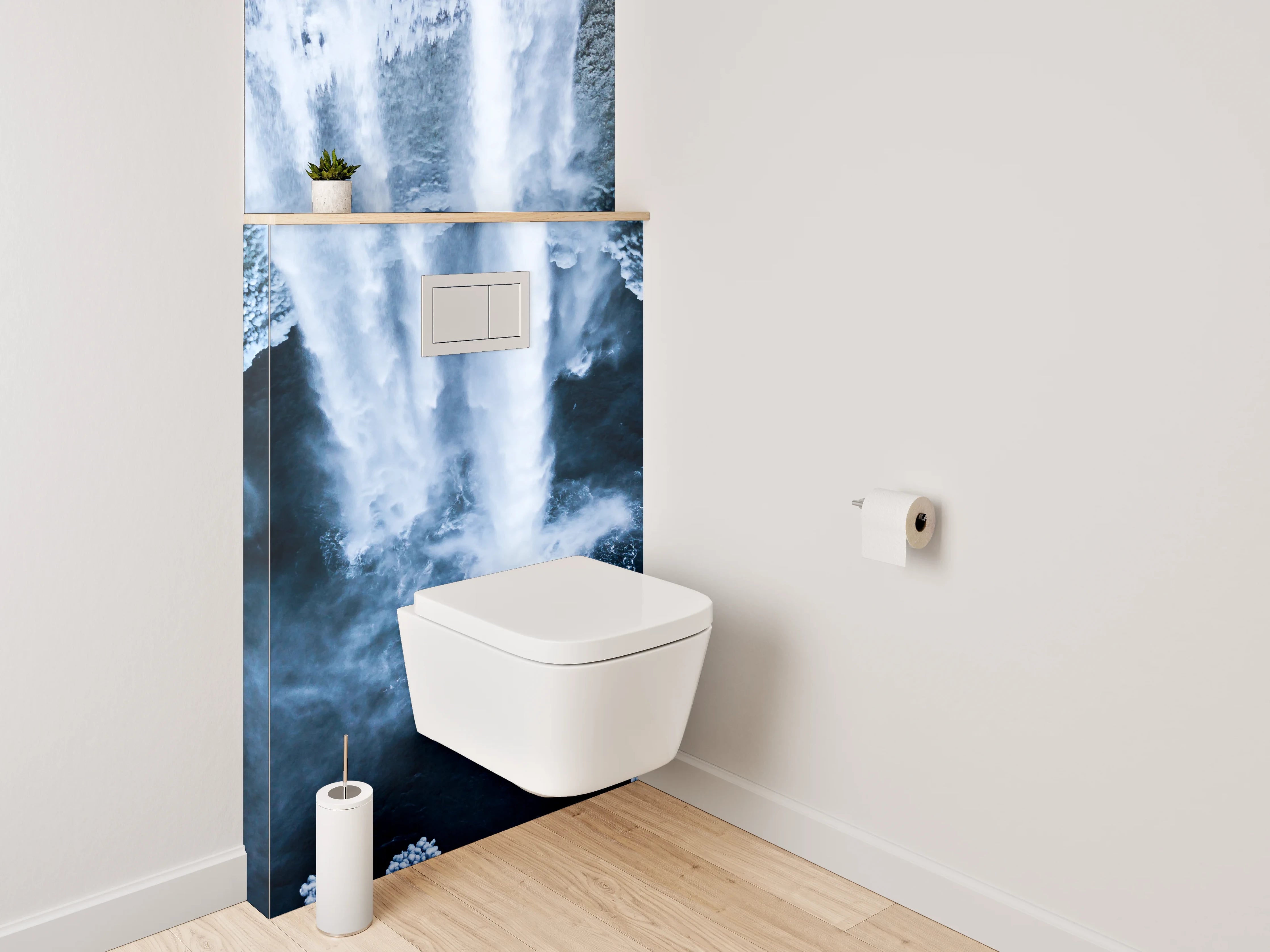 WC-Rückwand - Majestätischer Wasserfall aus der Vogelperspektive