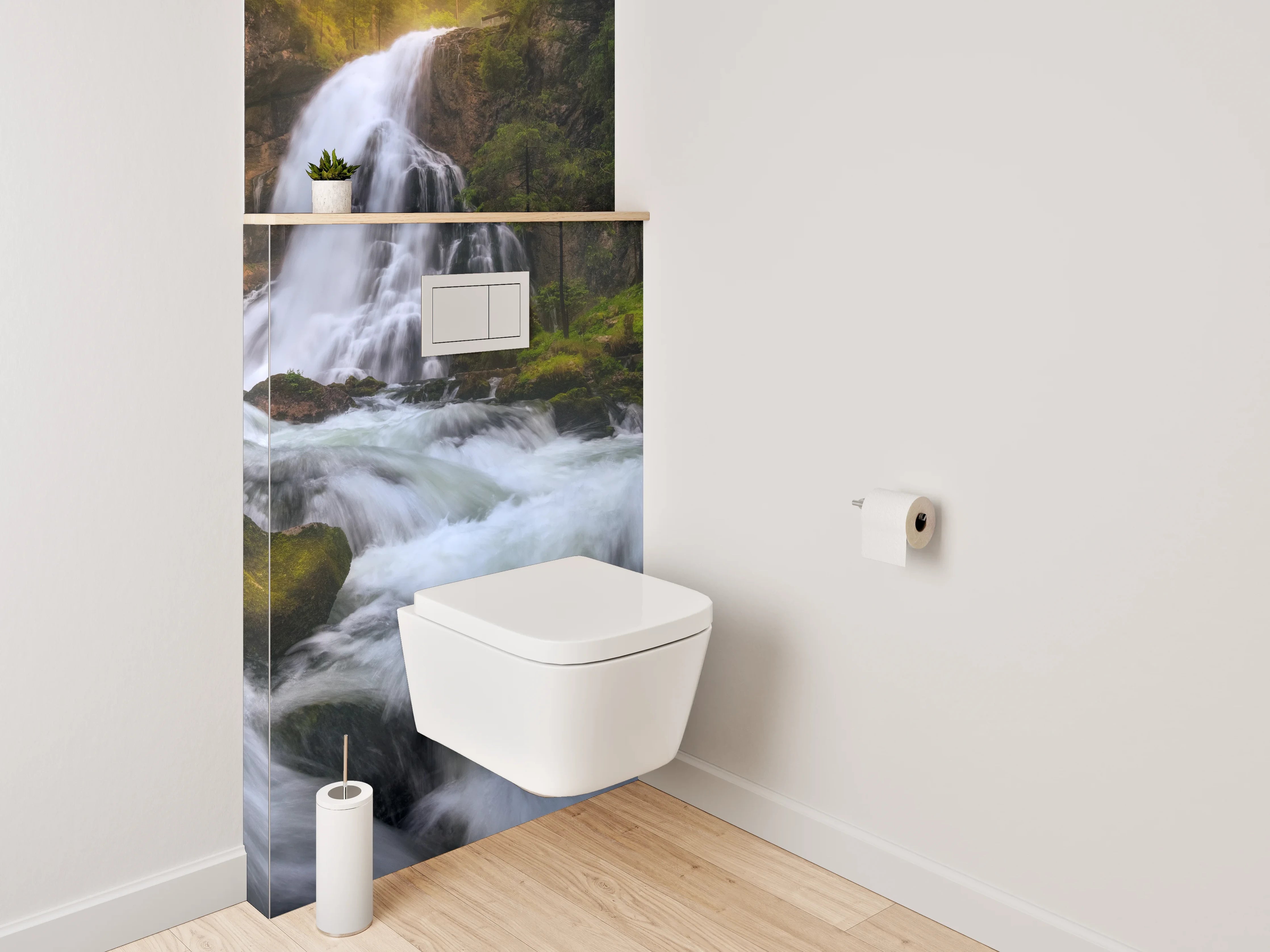 WC-Rückwand - Majestätischer Wasserfall im Grünen