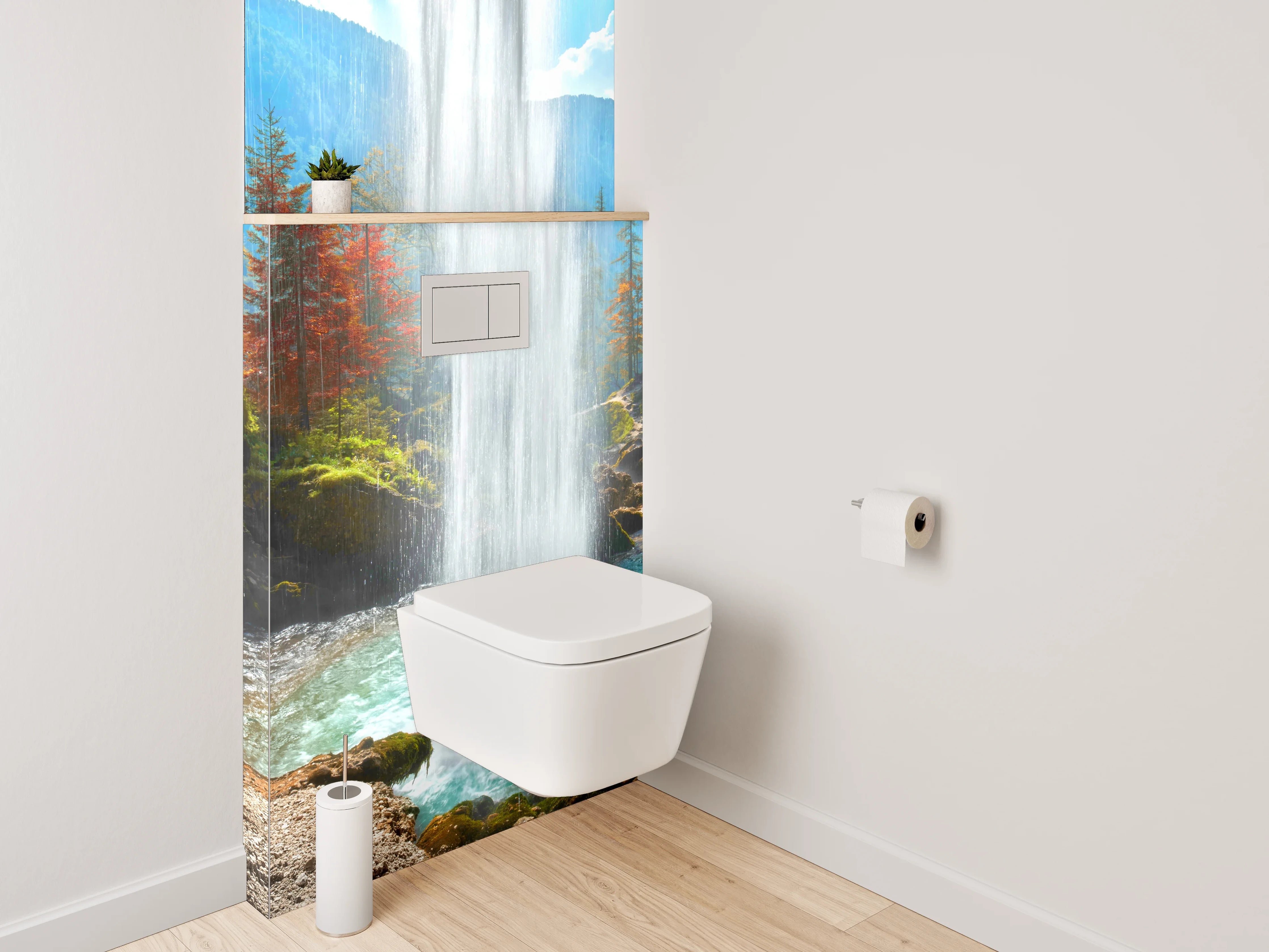 WC-Rückwand - Majestätischer Wasserfall im Herbstwald