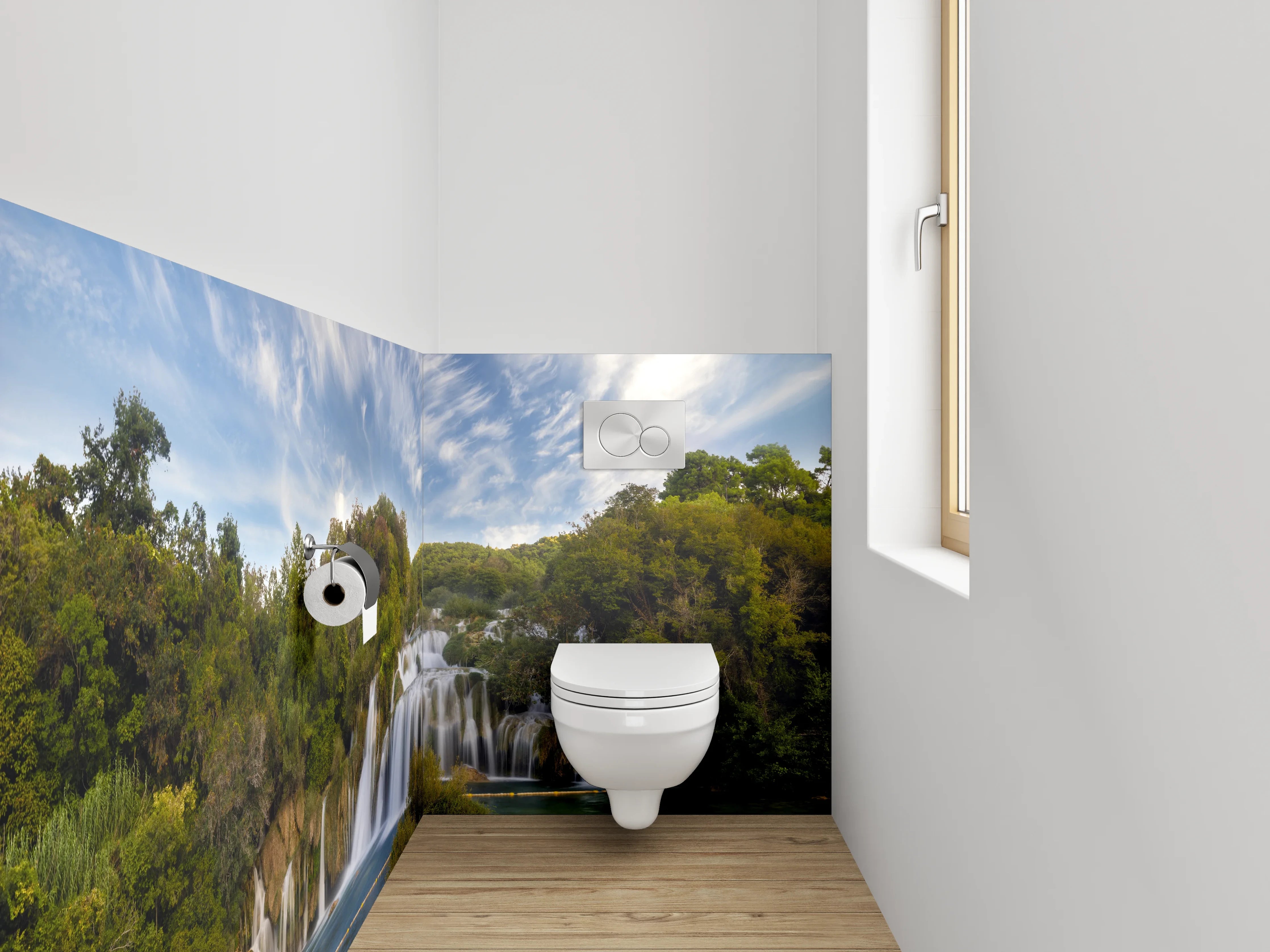 WC-Rückwand - Majestätischer Wasserfall im Naturparadies