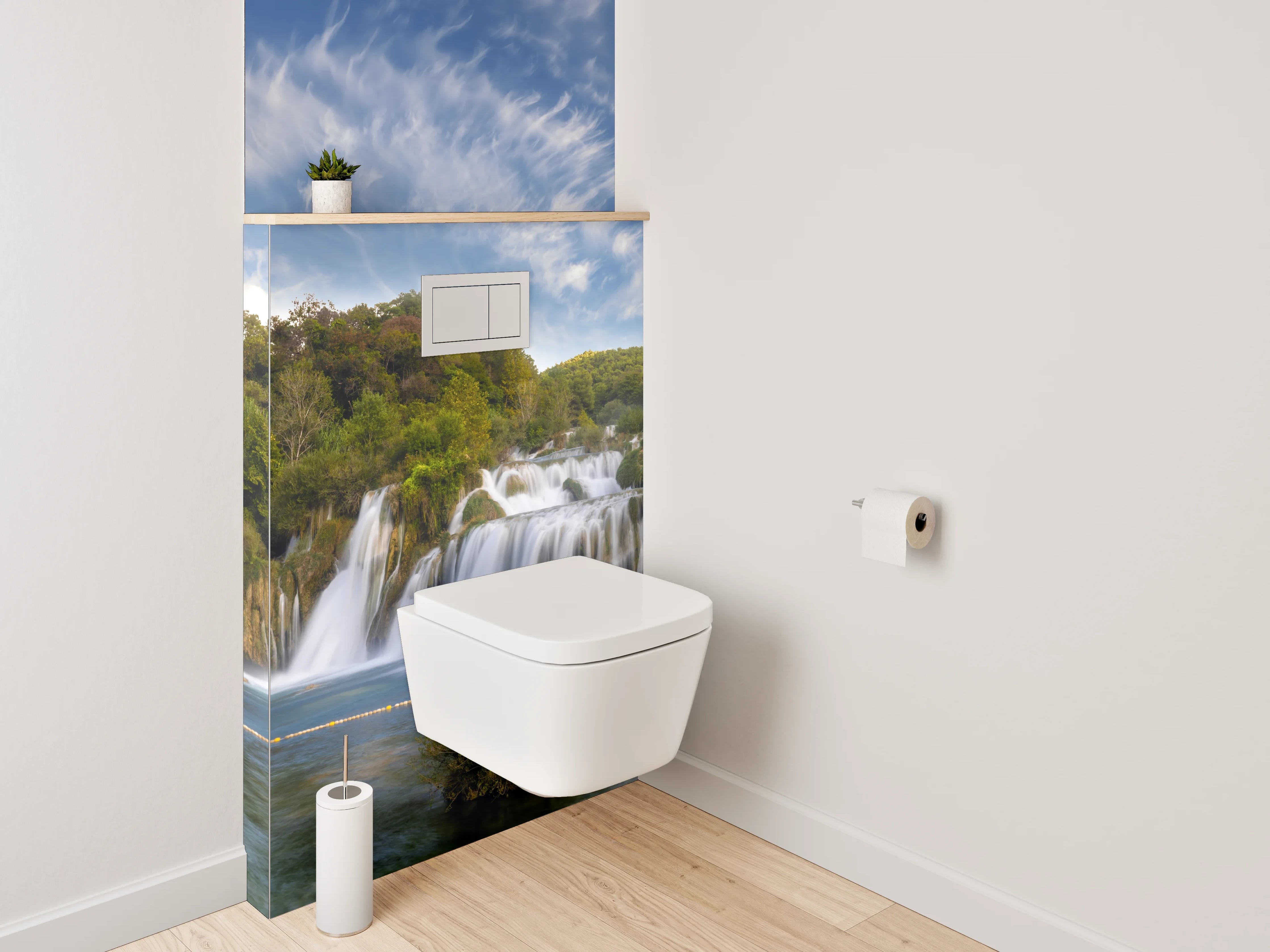 WC-Rückwand - Majestätischer Wasserfall im Naturparadies