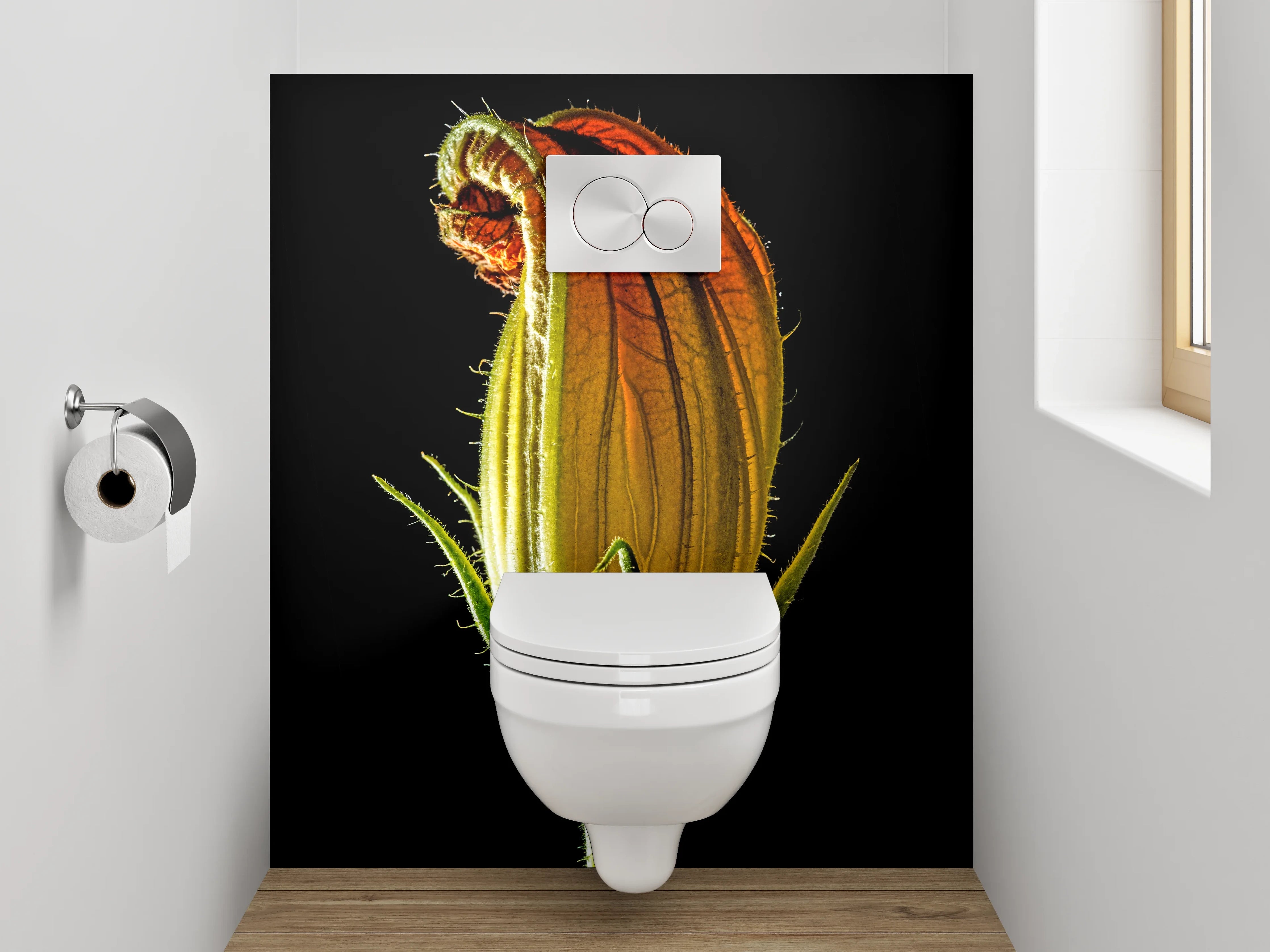 WC-Rückwand - Makro Blüte in leuchtendem Orange