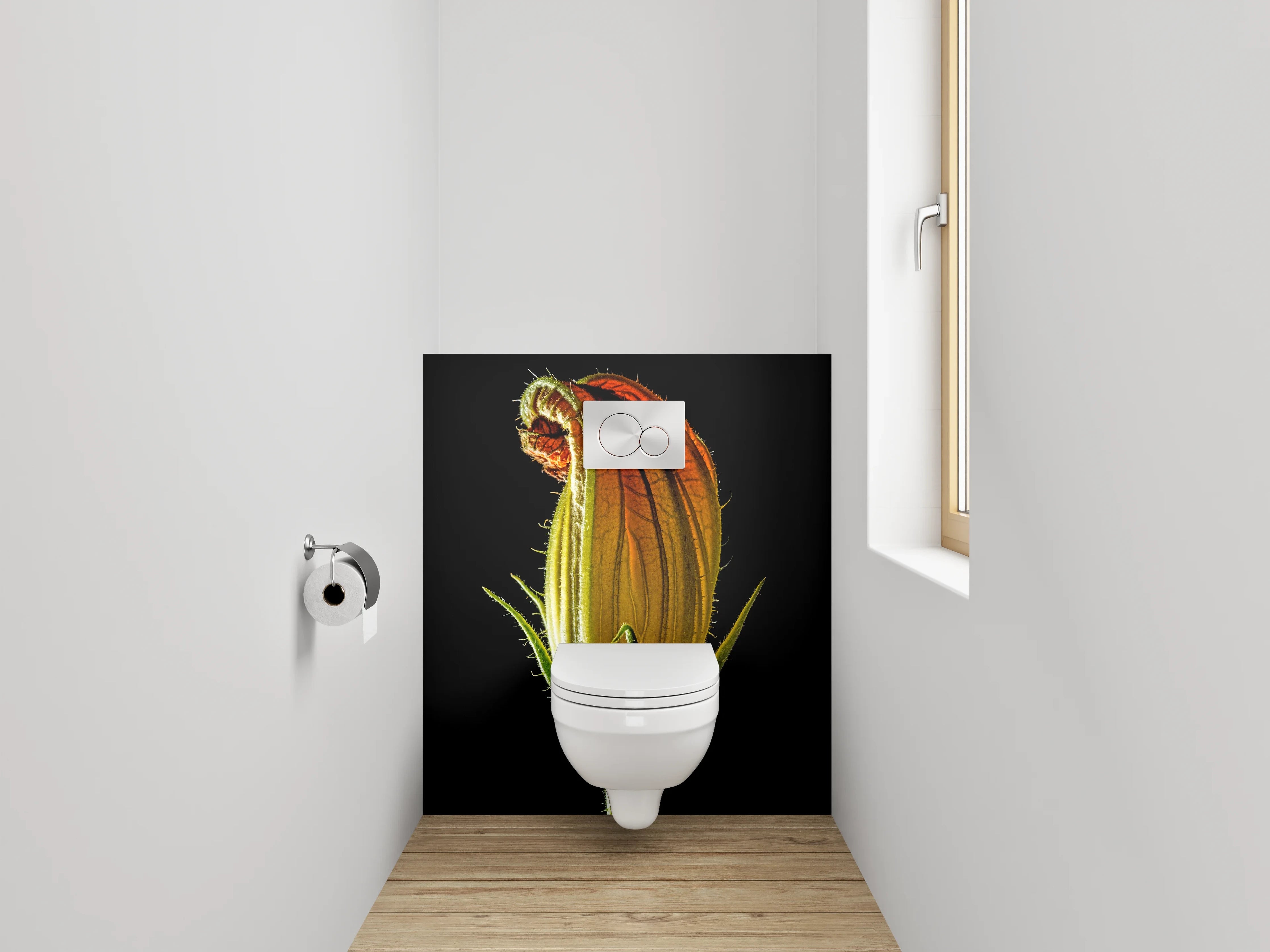 WC-Rückwand - Makro Blüte in leuchtendem Orange