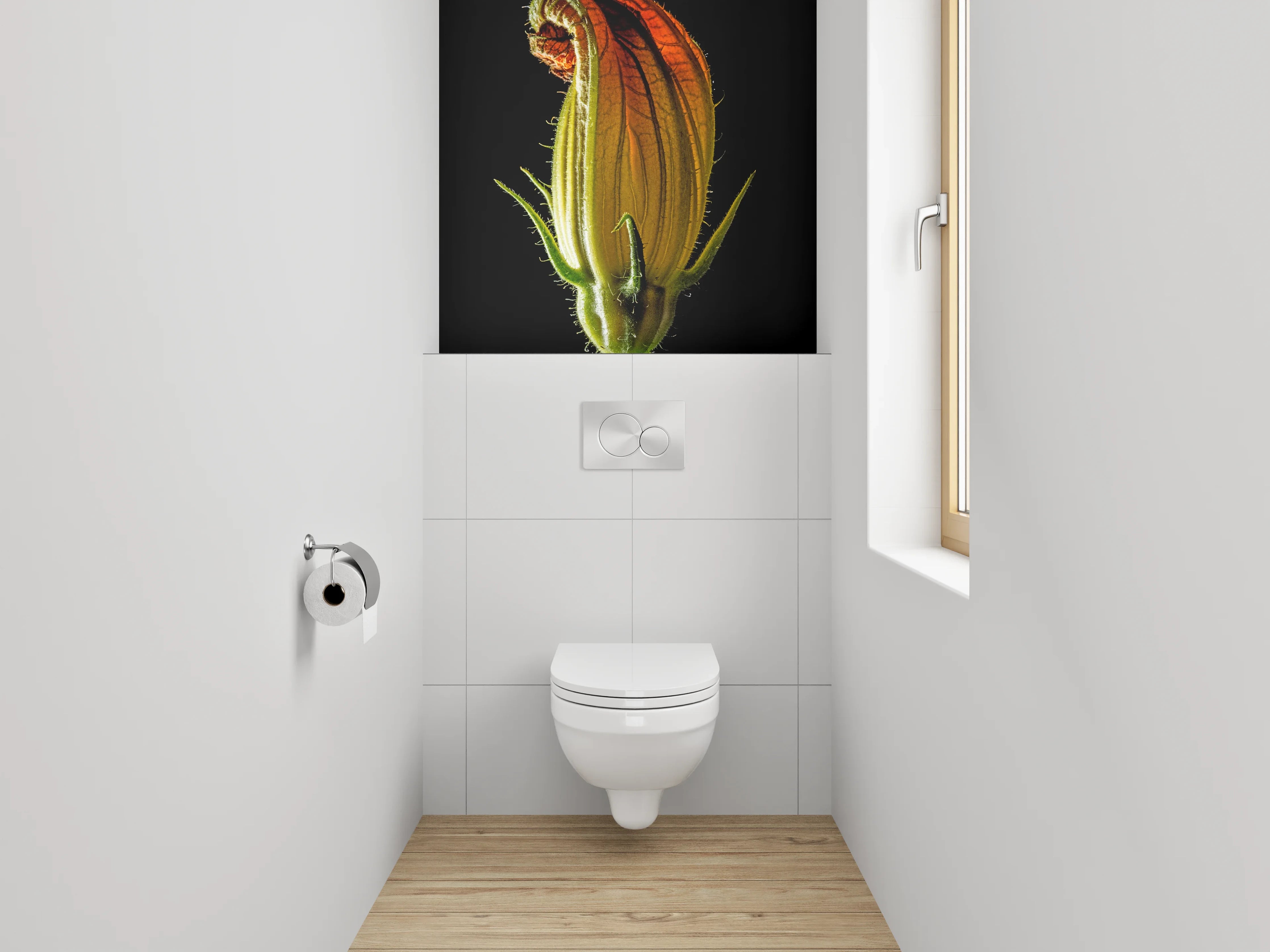 WC-Rückwand - Makro Blüte in leuchtendem Orange