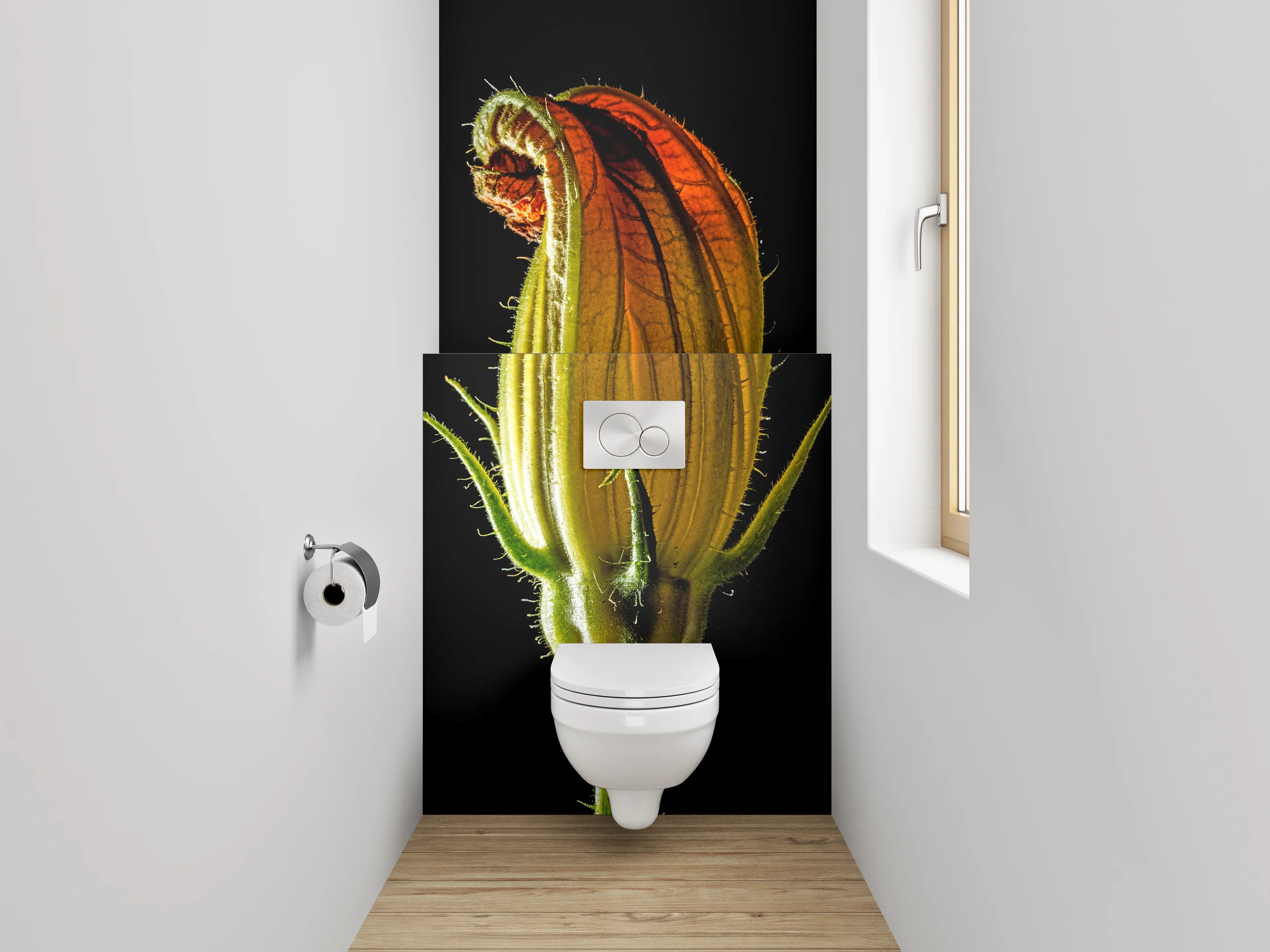 WC-Rückwand - Makro Blüte in leuchtendem Orange