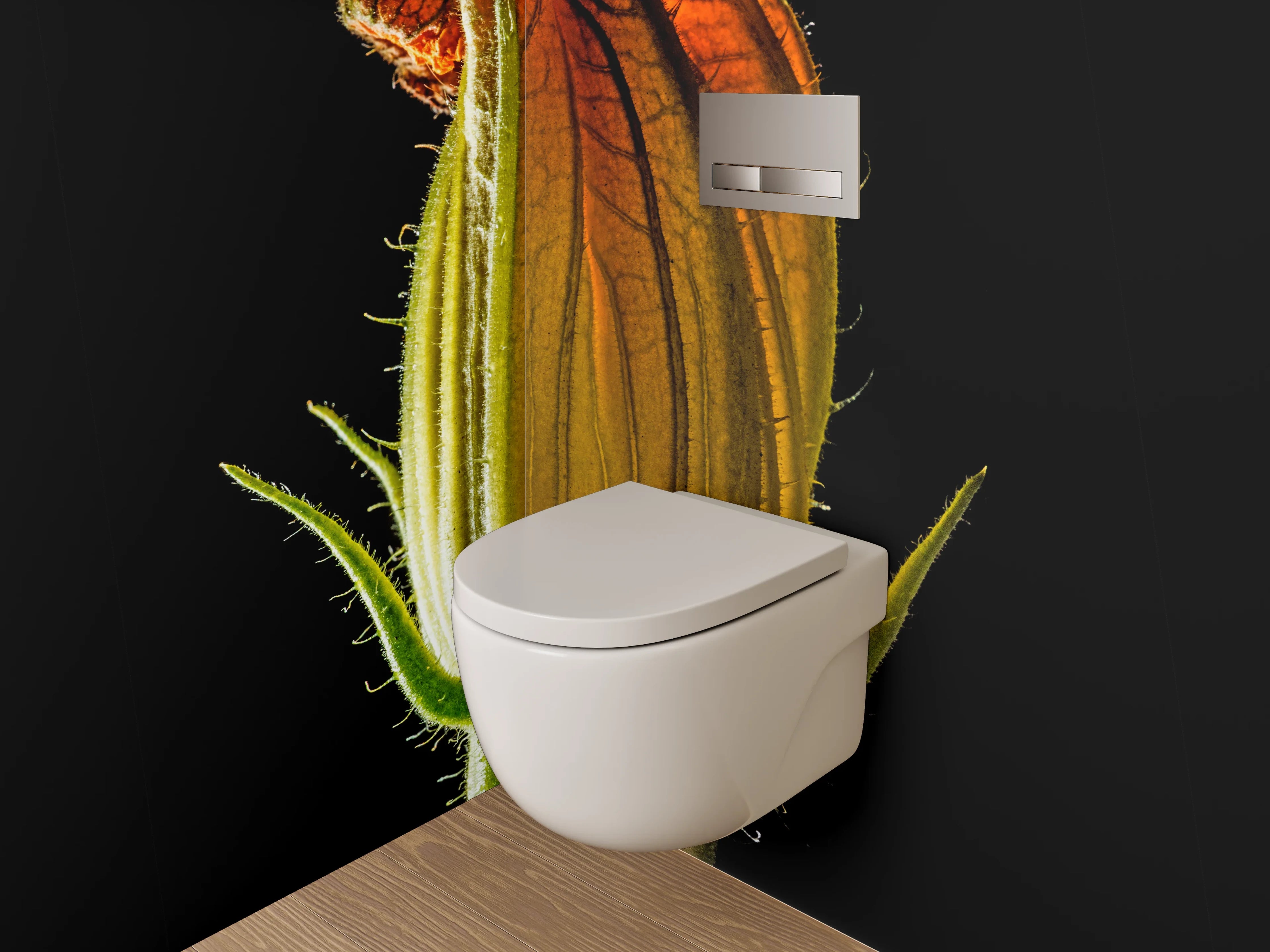 WC-Rückwand - Makro Blüte in leuchtendem Orange
