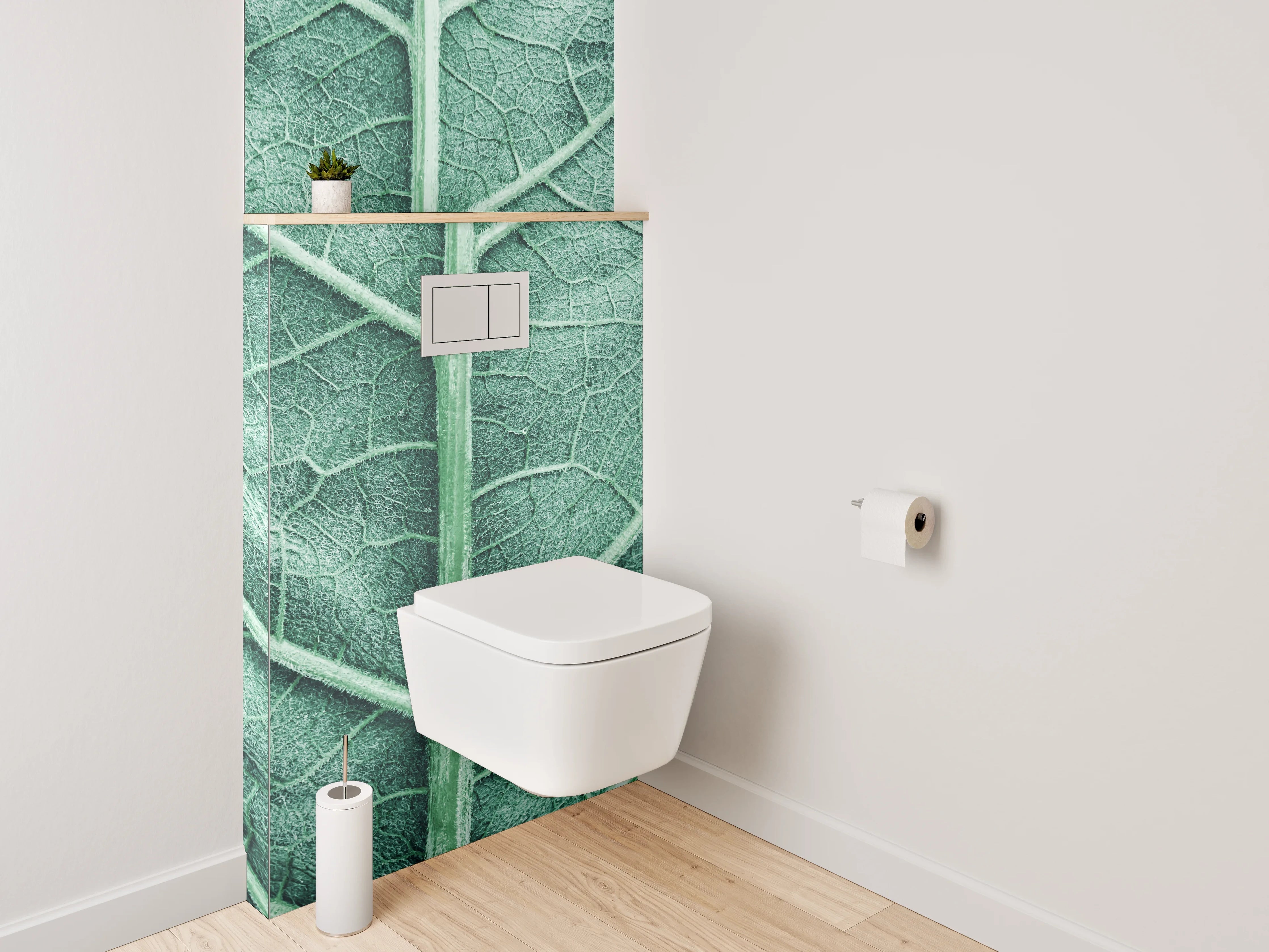 WC-Rückwand - Makroaufnahme Blatt Adern Grün