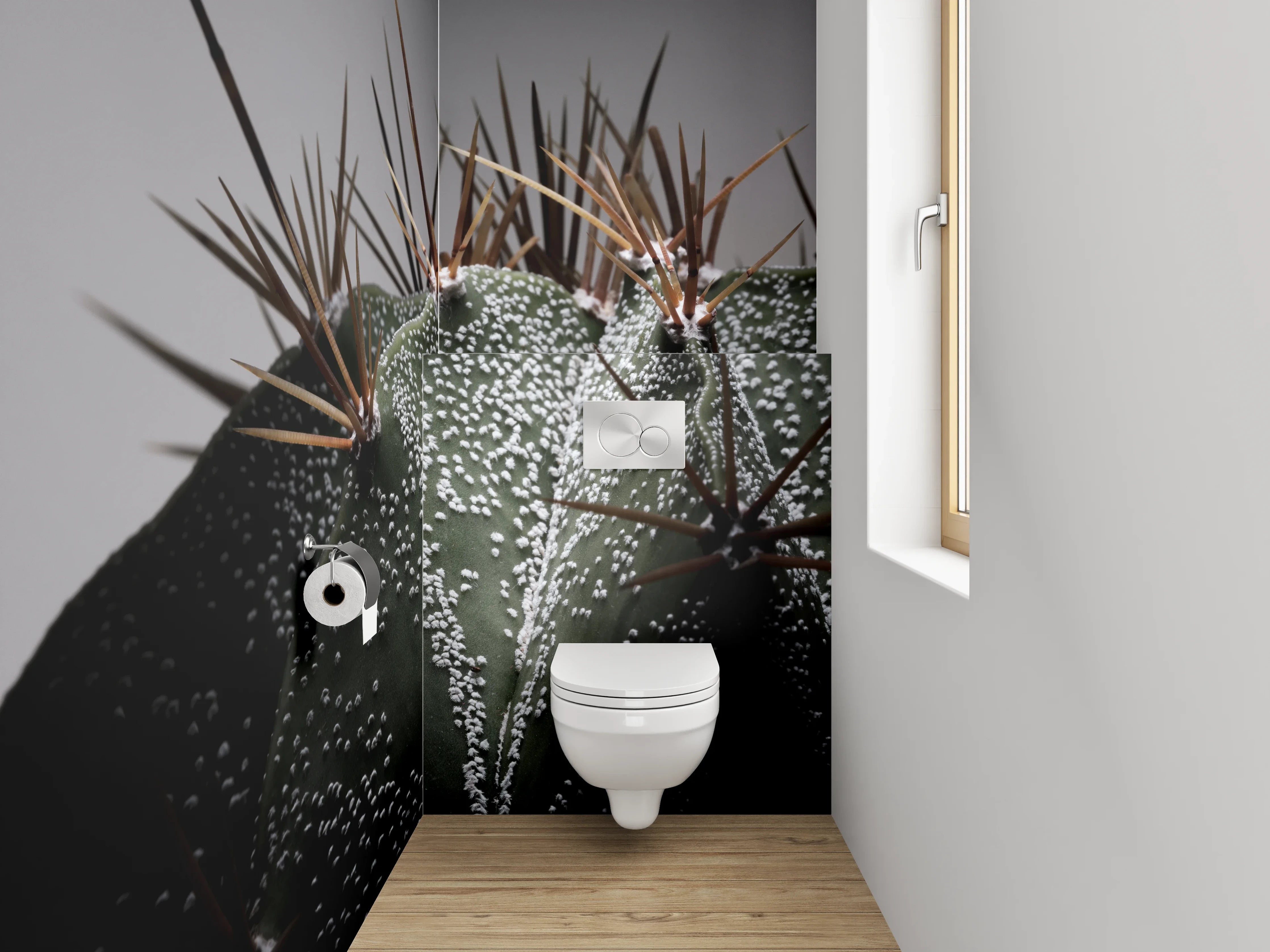 WC-Rückwand - Makroaufnahme Kaktus Details Stacheln