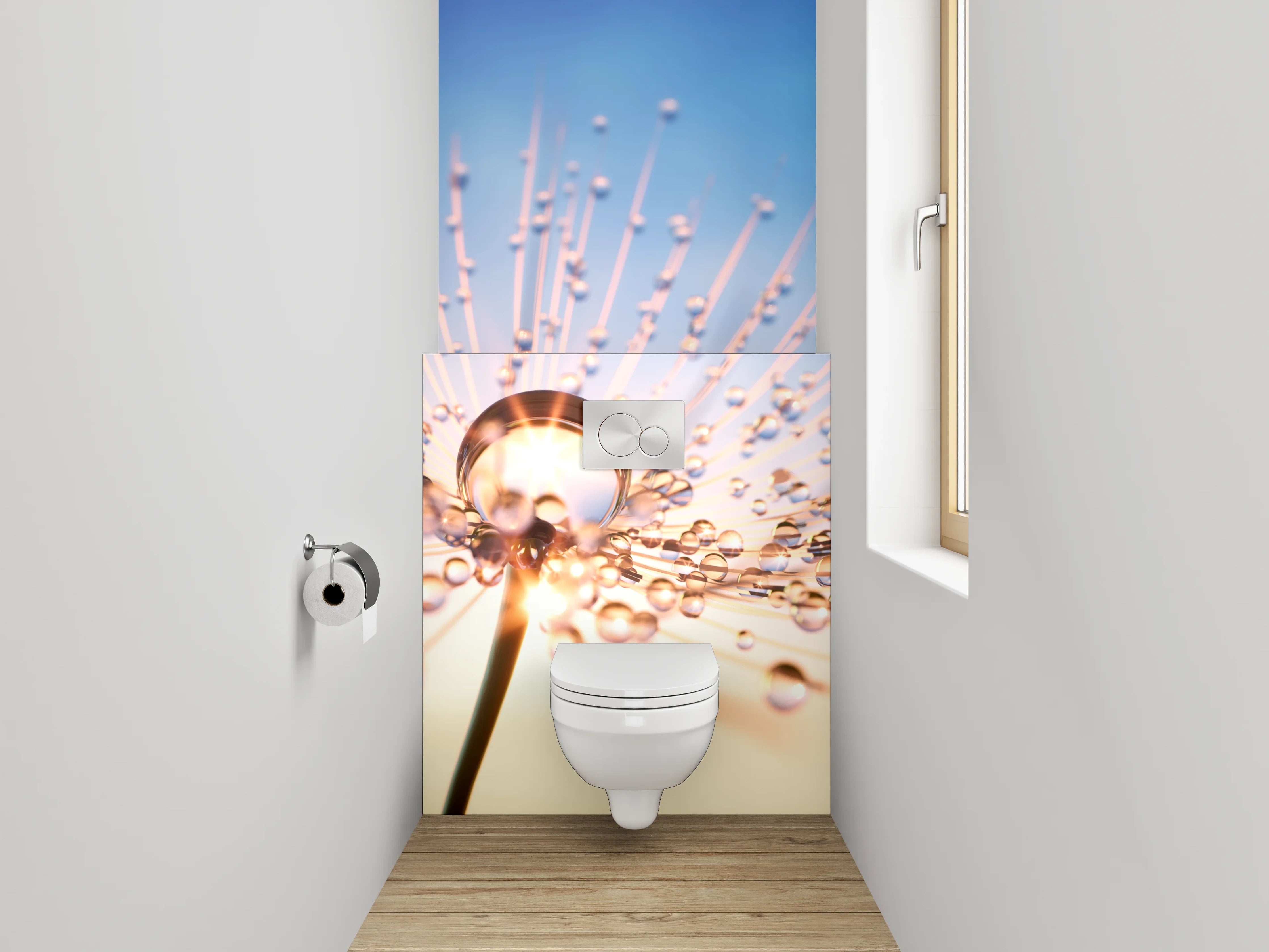 WC-Rückwand - Makroaufnahme Pusteblume Sonnenuntergang