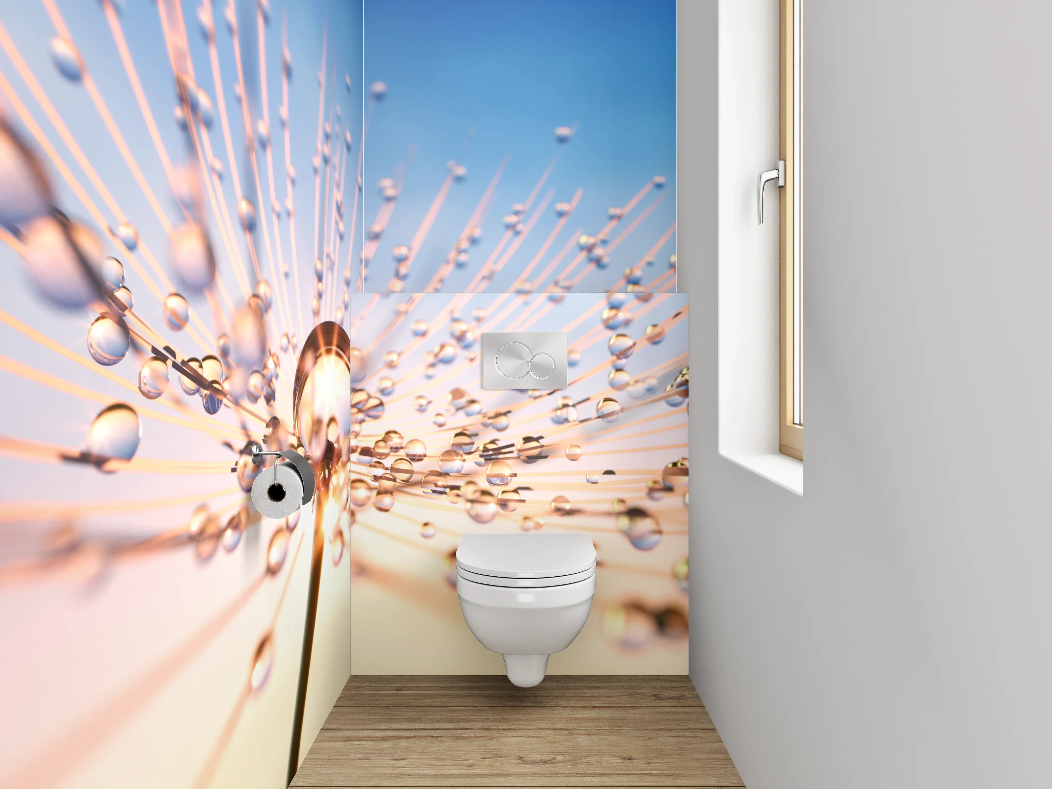 WC-Rückwand - Makroaufnahme Pusteblume Sonnenuntergang