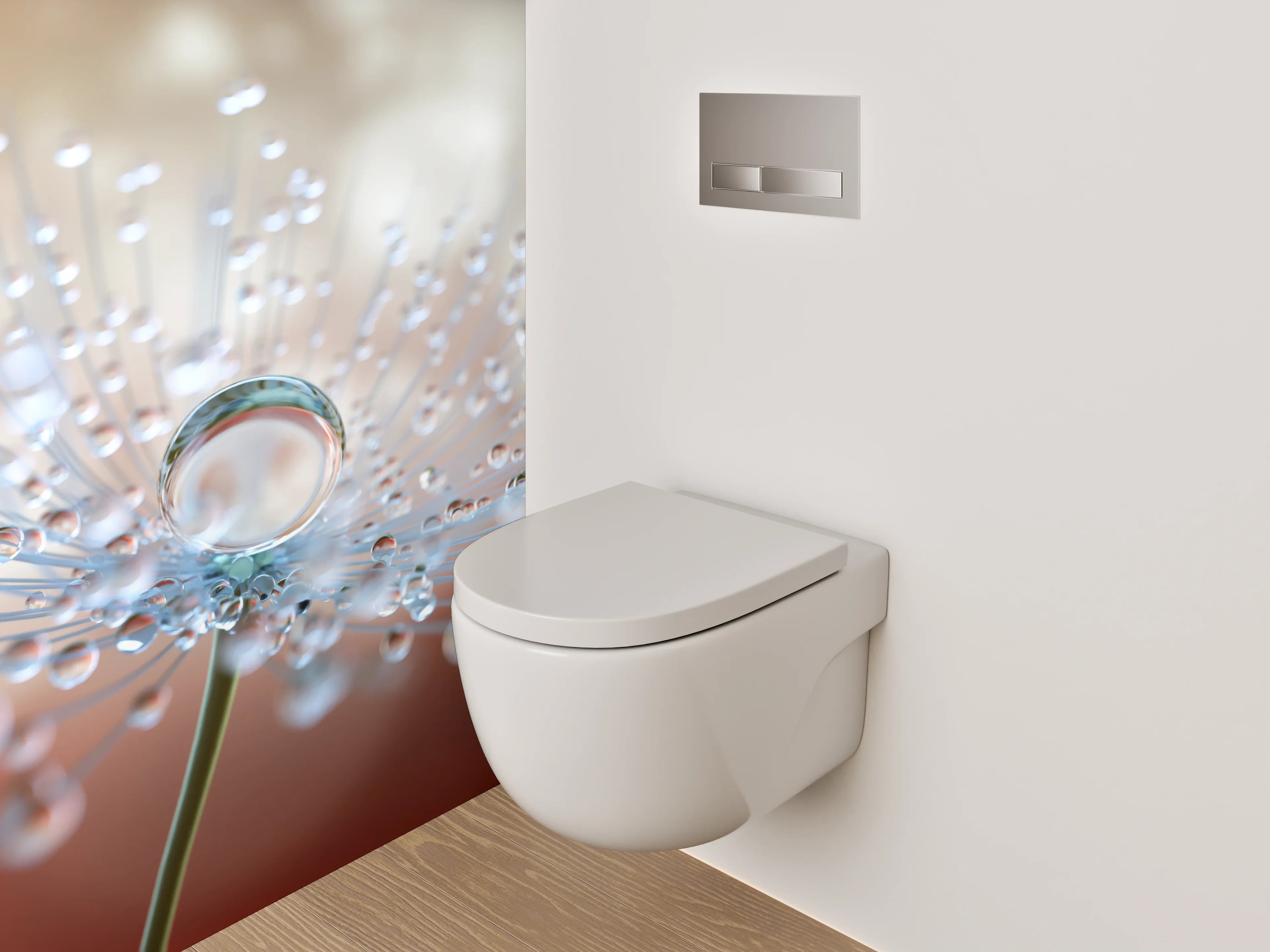 WC-Rückwand - Makroaufnahme Pusteblume mit Tautropfen