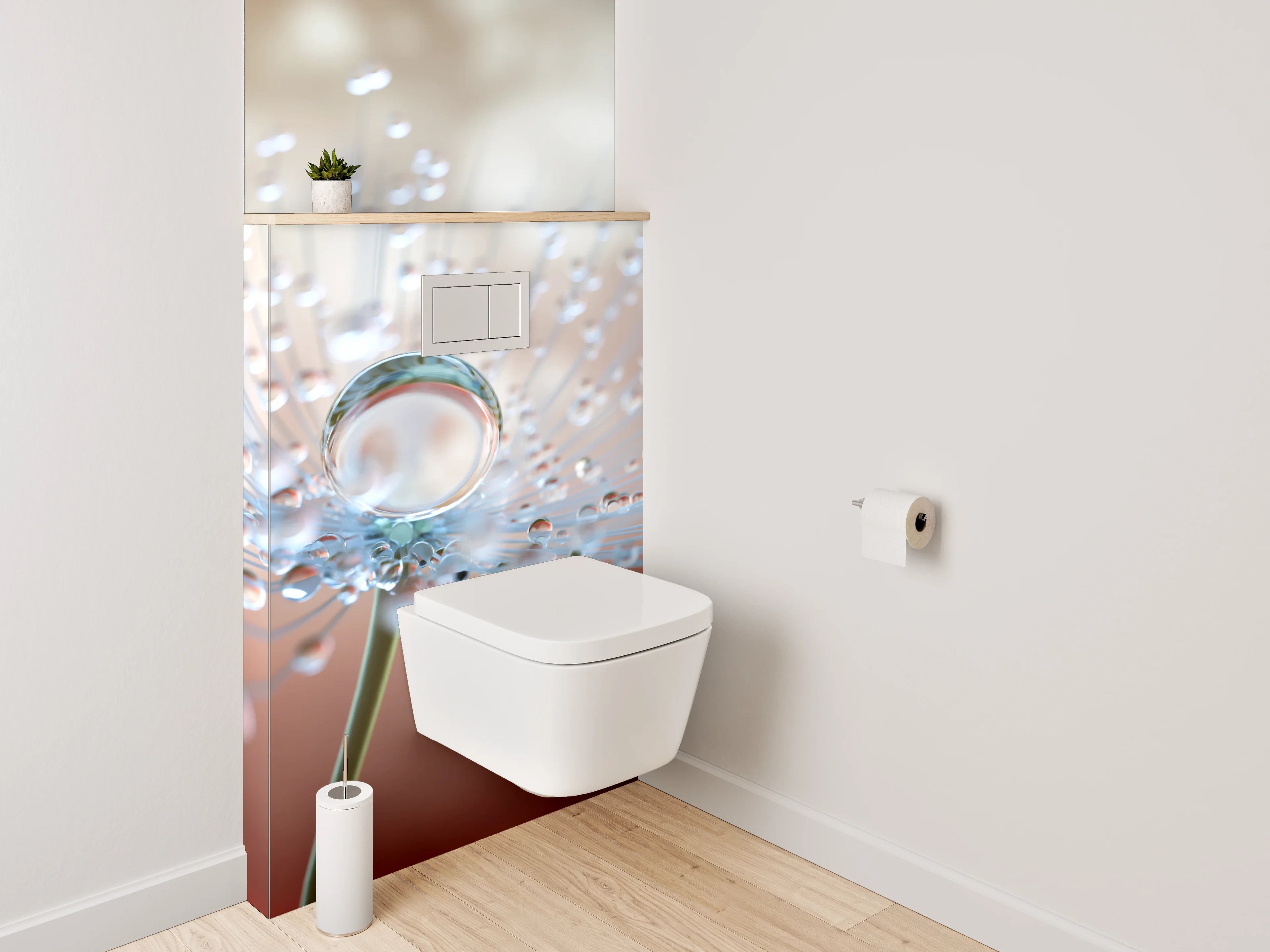 WC-Rückwand - Makroaufnahme Pusteblume mit Tautropfen