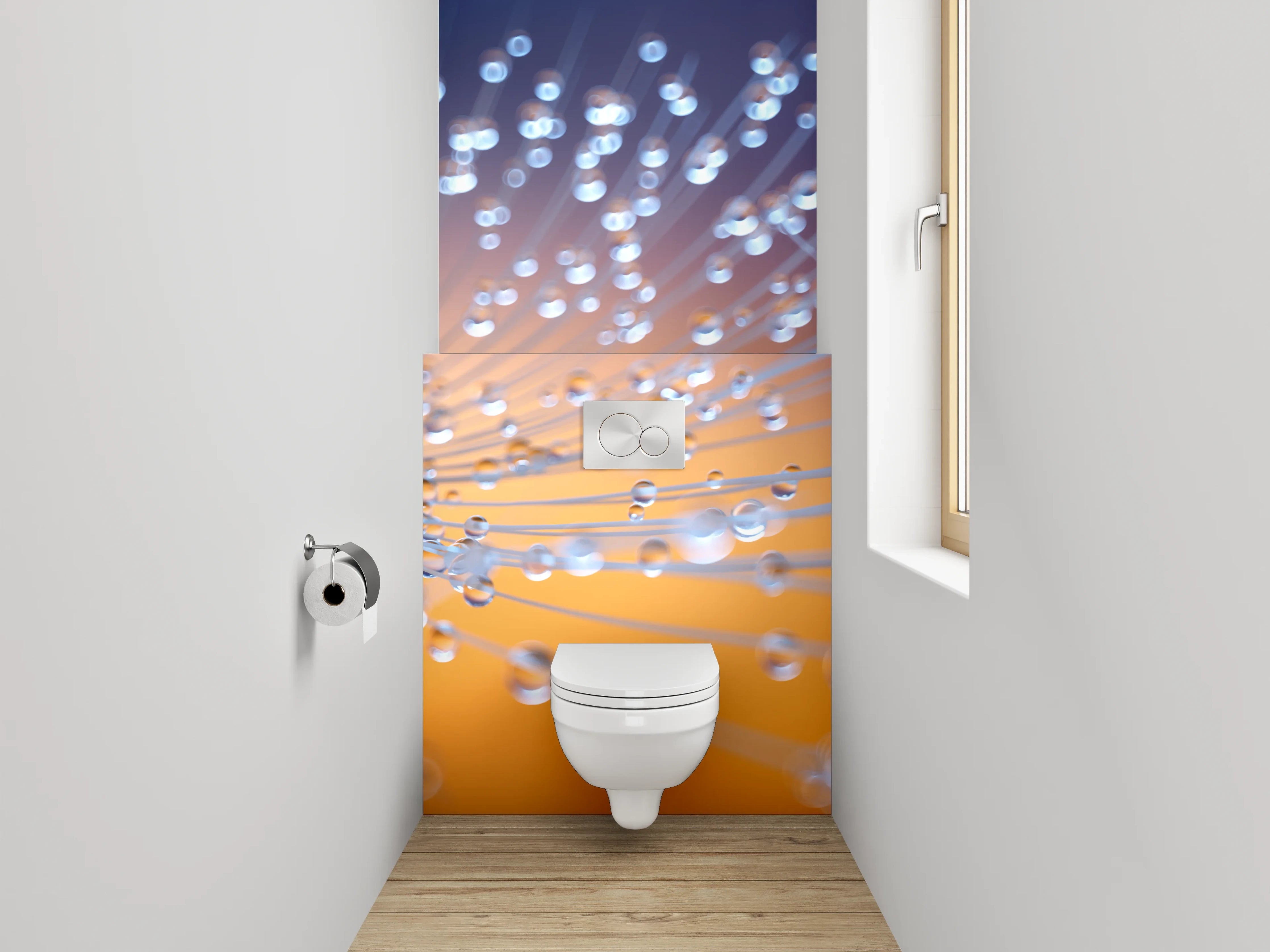 WC-Rückwand - Makroaufnahme von Tautropfen auf Pusteblume