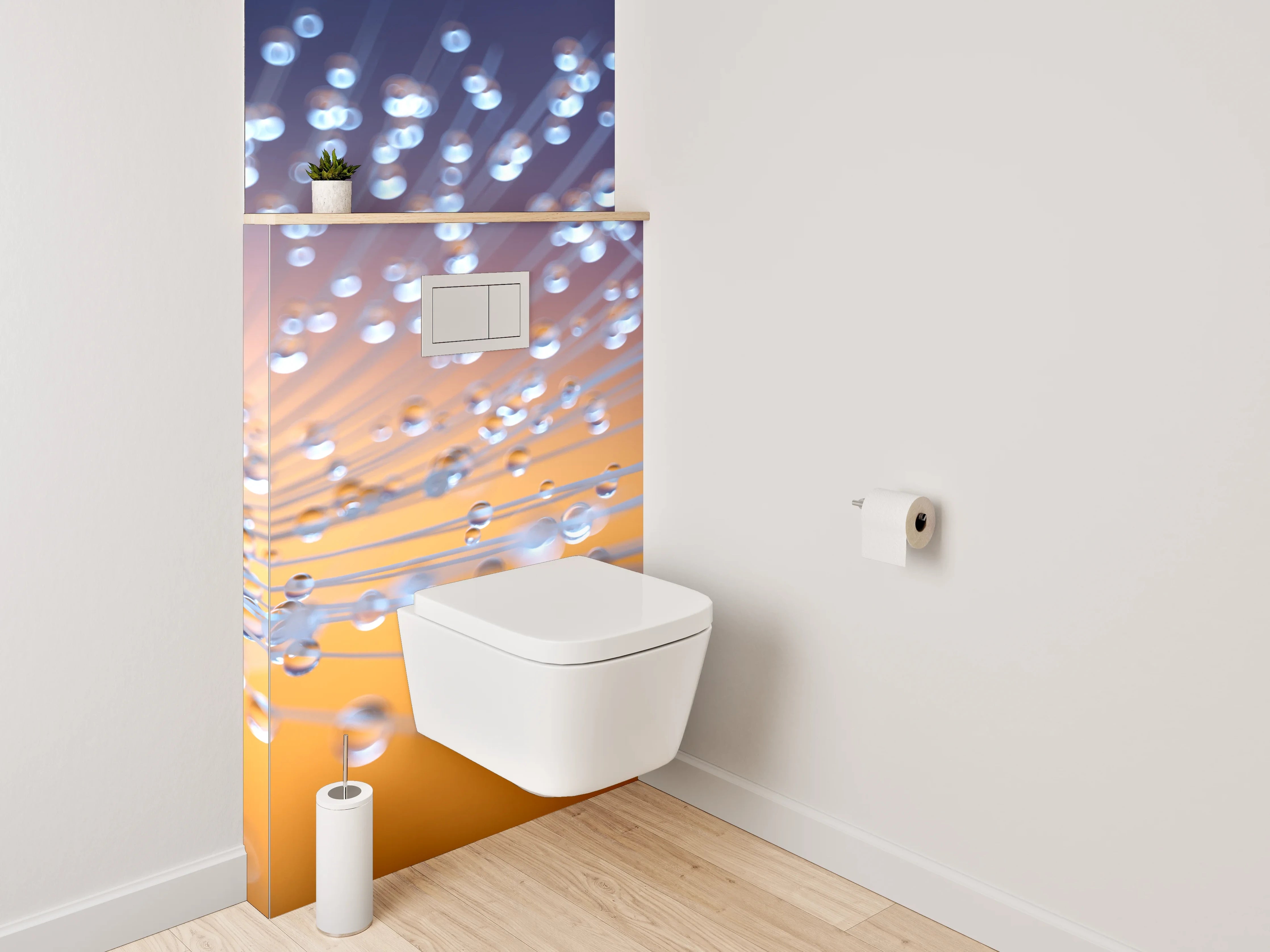 WC-Rückwand - Makroaufnahme von Tautropfen auf Pusteblume