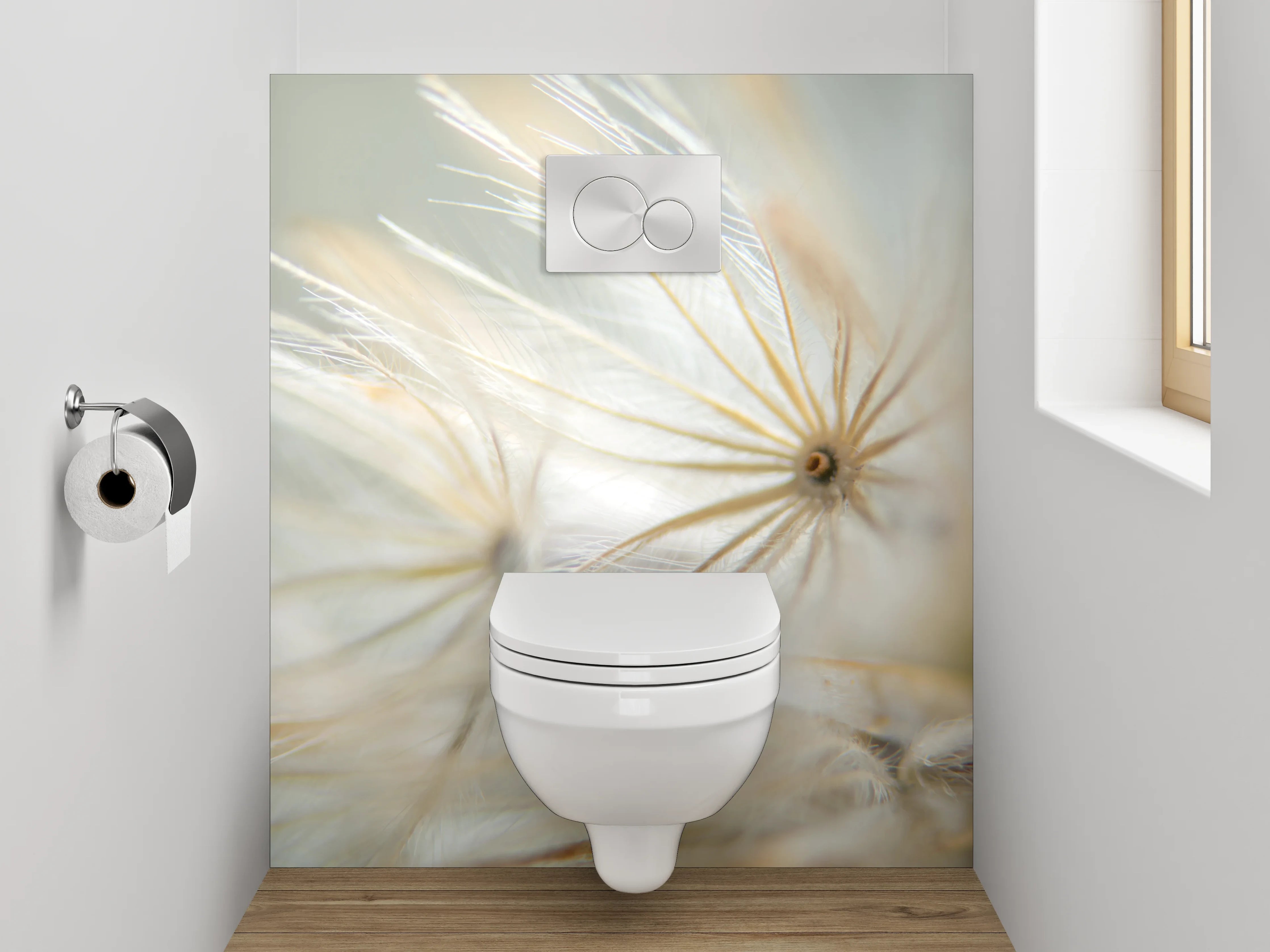 WC-Rückwand - Makrofoto weiße Pusteblume modern
