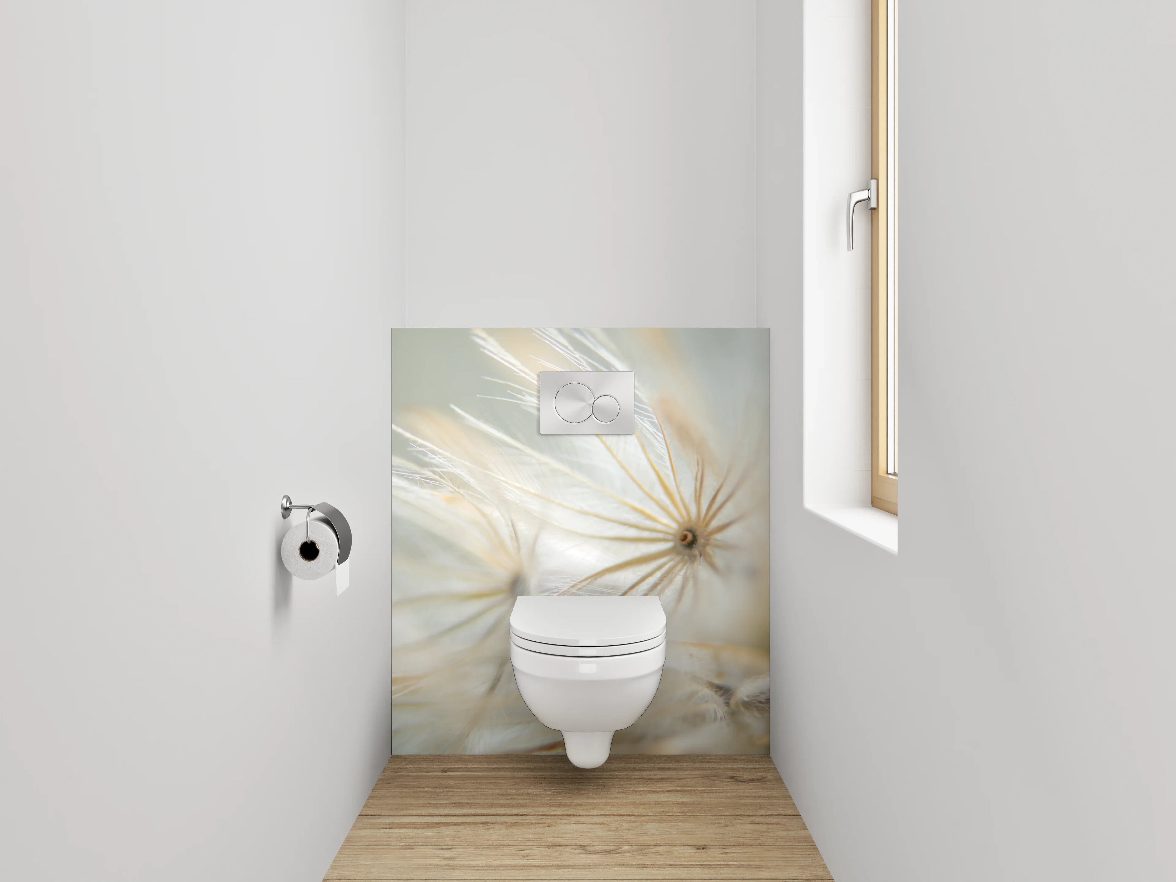 WC-Rückwand - Makrofoto weiße Pusteblume modern