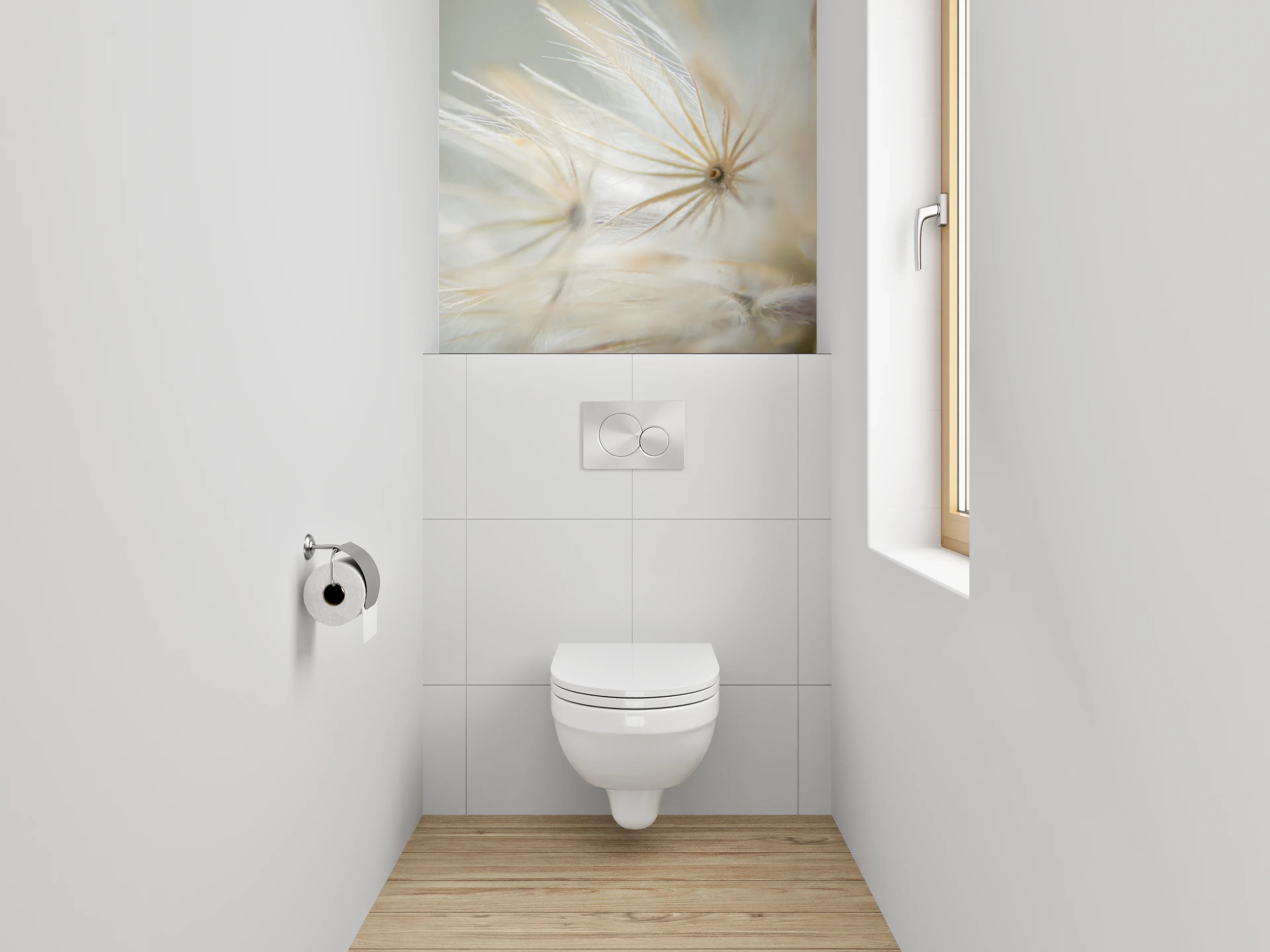 WC-Rückwand - Makrofoto weiße Pusteblume modern