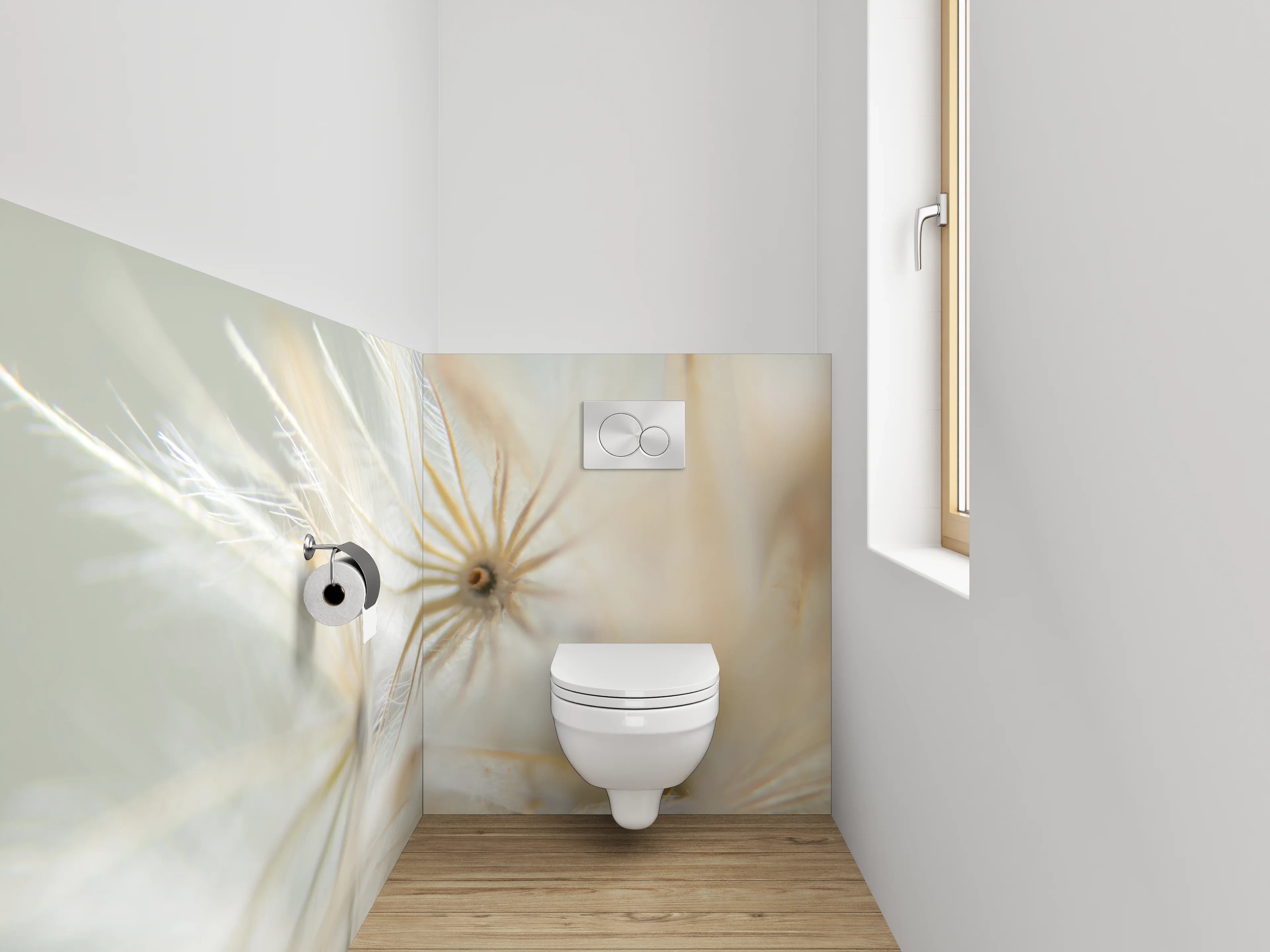 WC-Rückwand - Makrofoto weiße Pusteblume modern