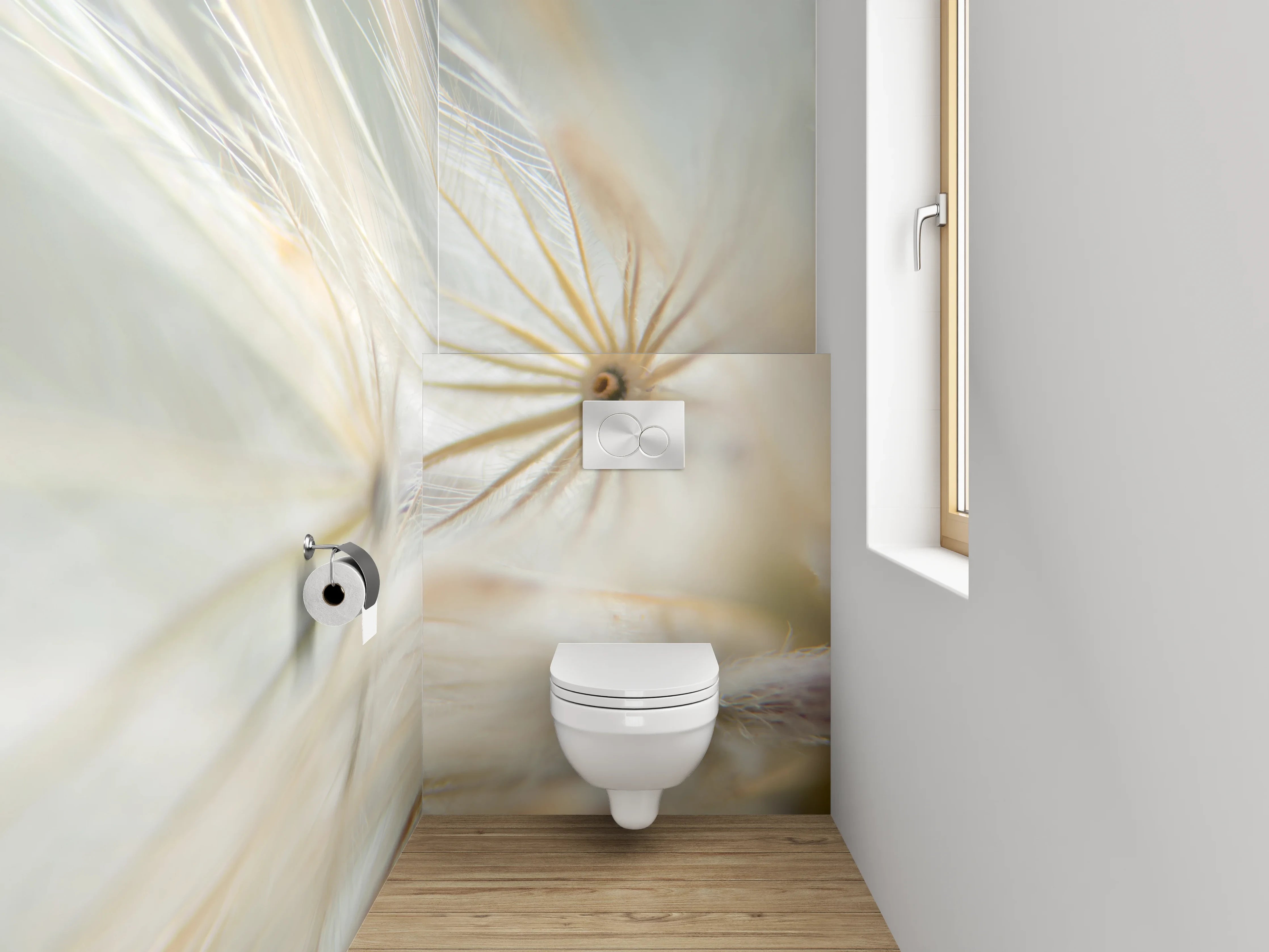 WC-Rückwand - Makrofoto weiße Pusteblume modern