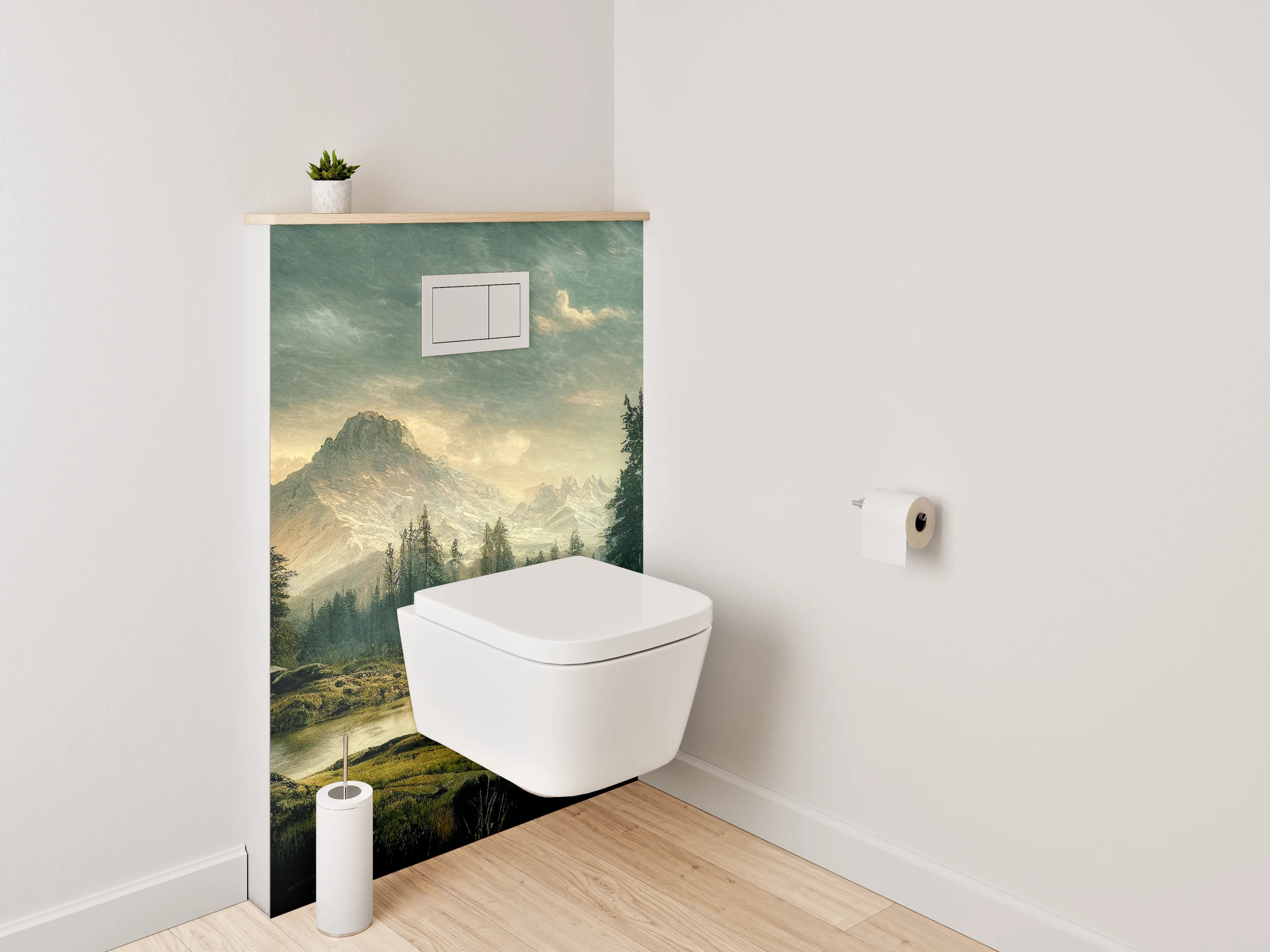 WC-Rückwand - Malerische Berglandschaft am See