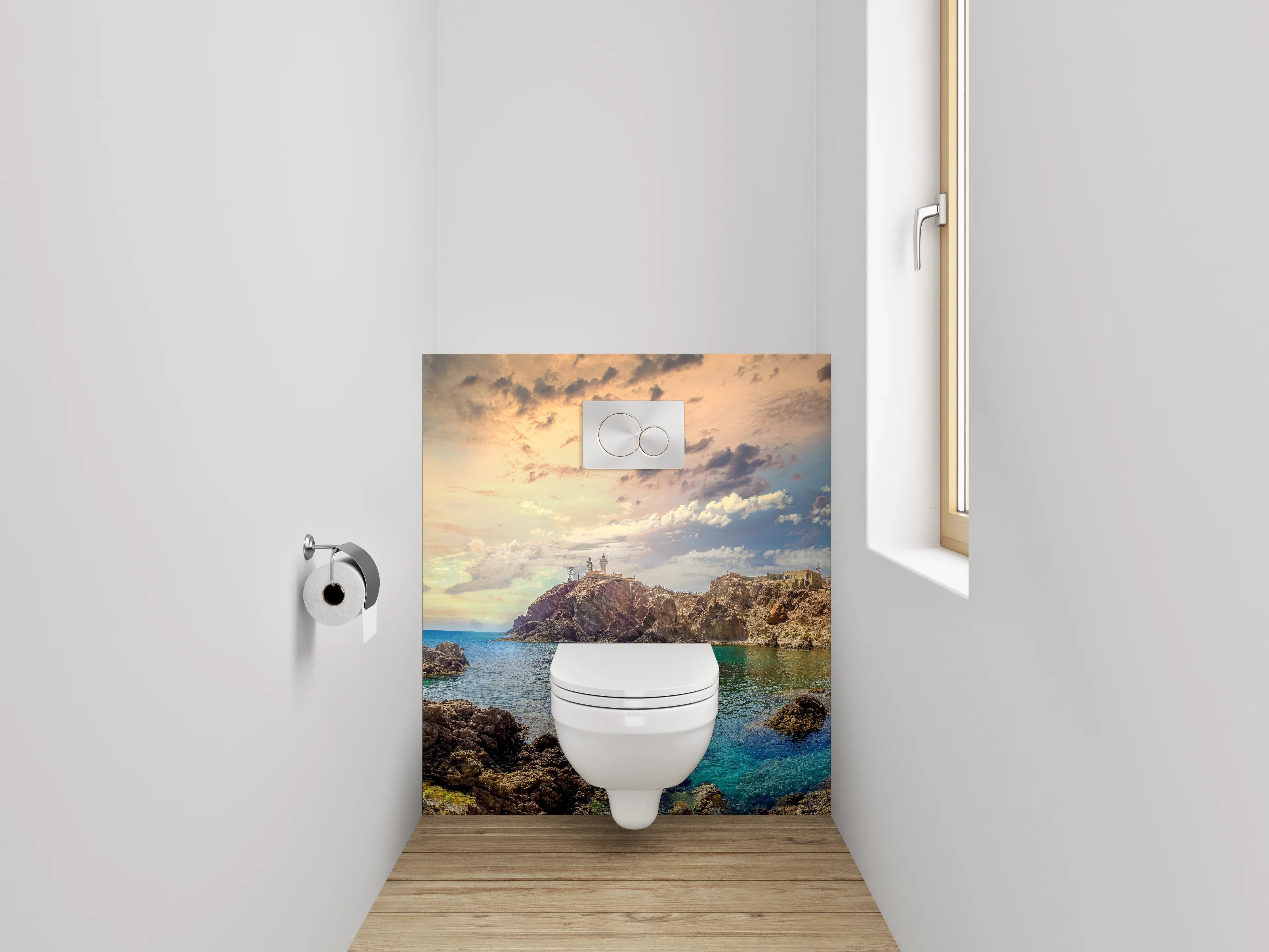 WC-Rückwand - Malerische Küstenlandschaft Panorama
