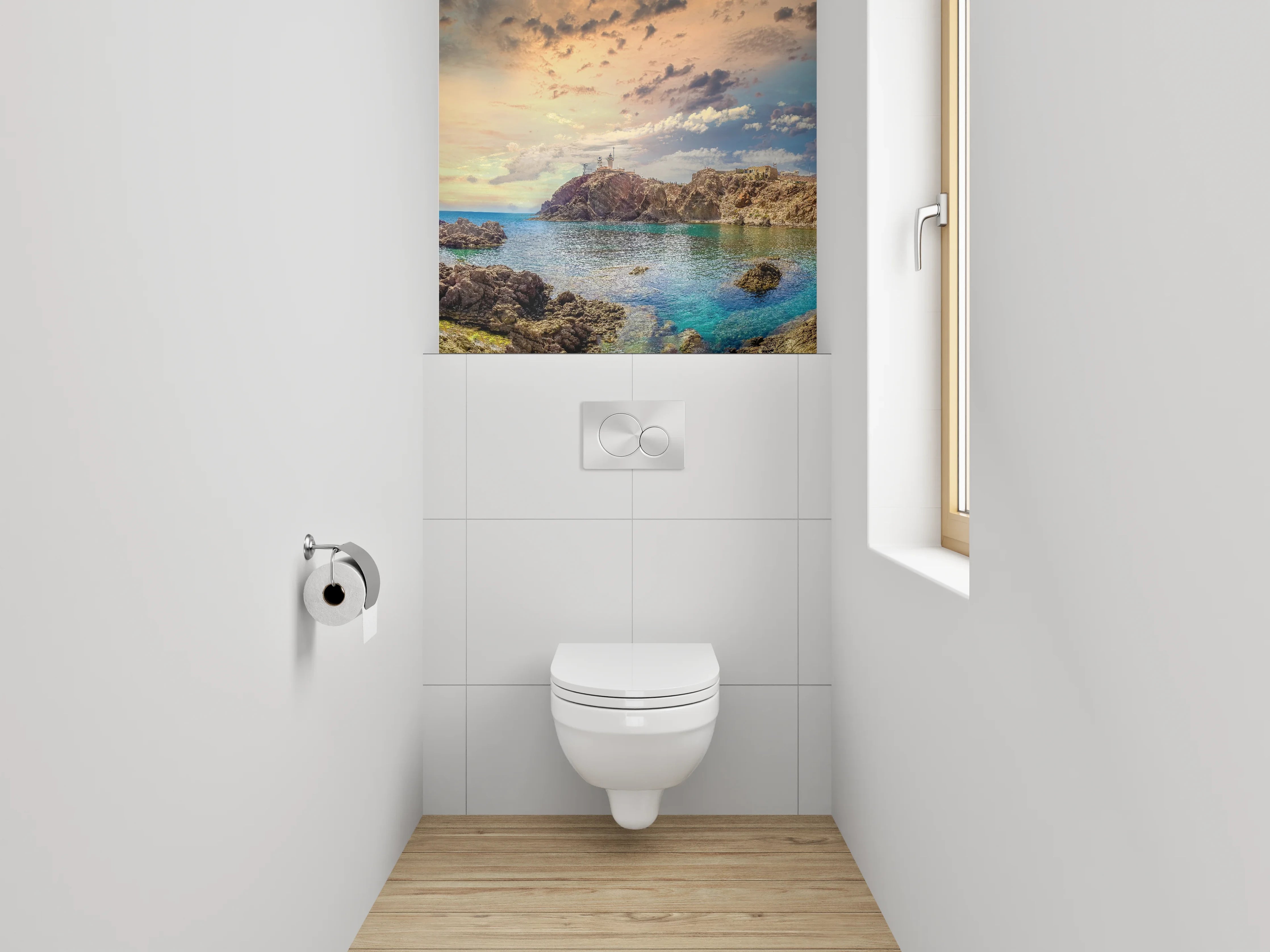 WC-Rückwand - Malerische Küstenlandschaft Panorama