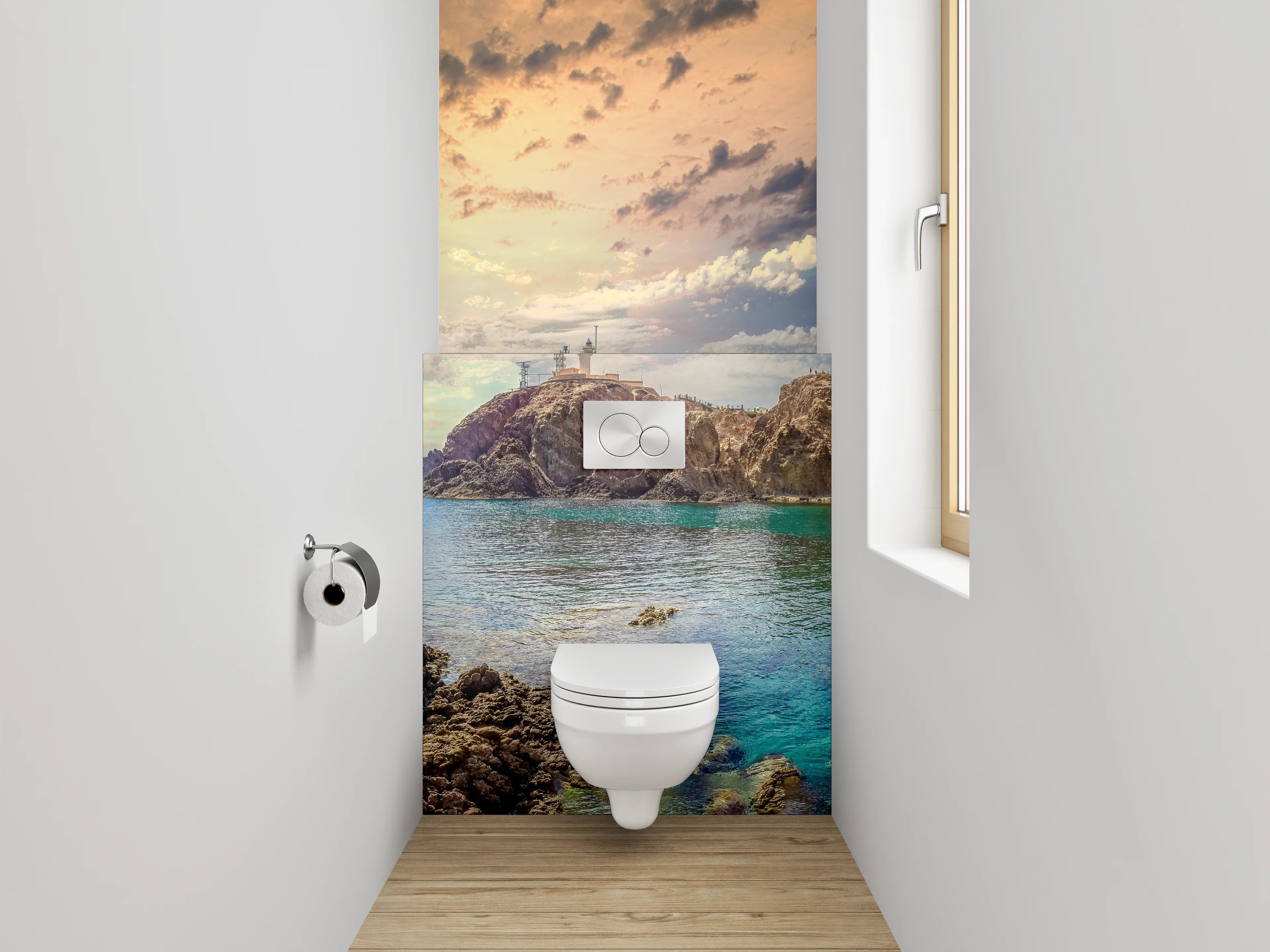 WC-Rückwand - Malerische Küstenlandschaft Panorama