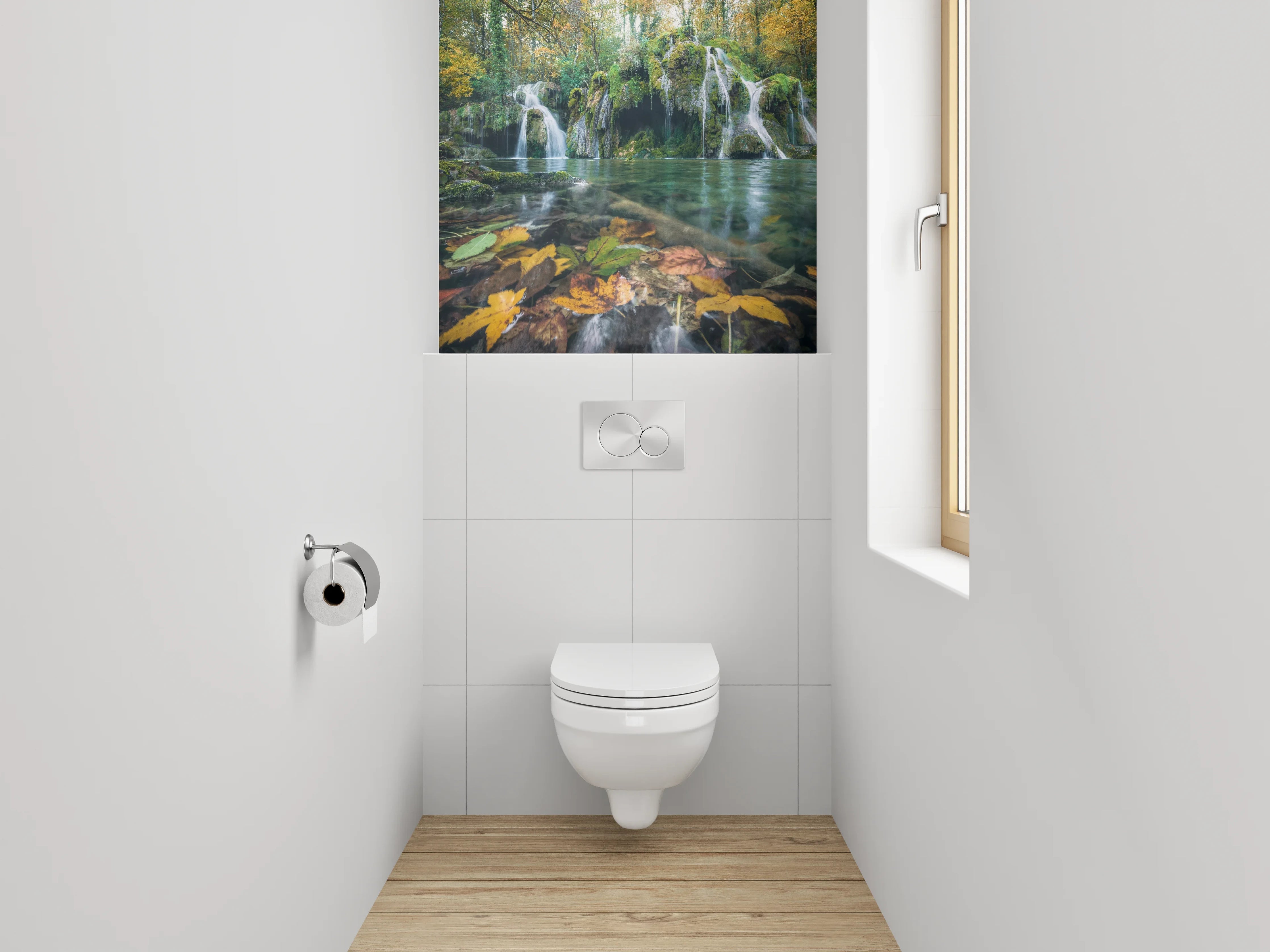 WC-Rückwand - Malerischer Wasserfall im Herbstwald