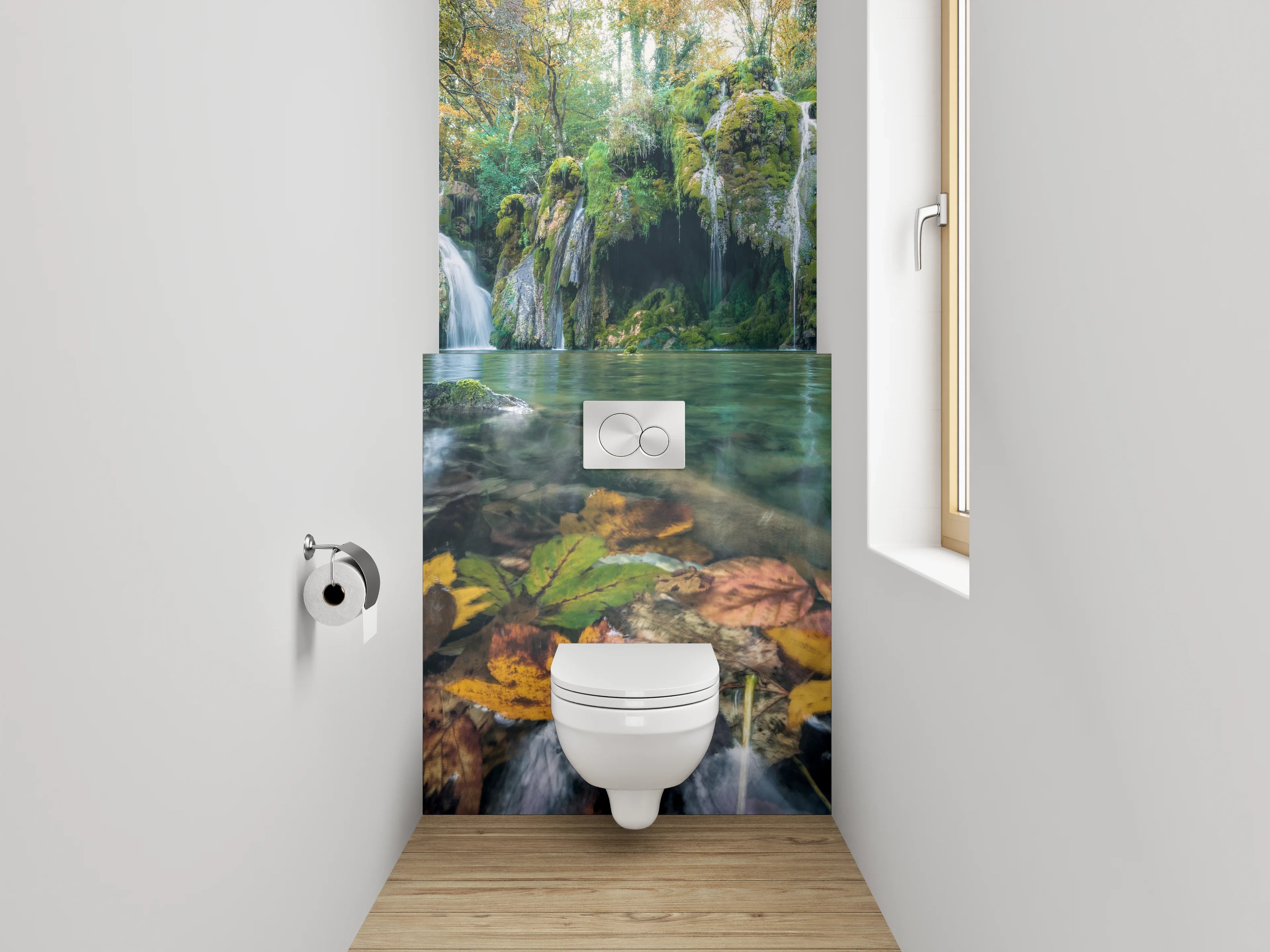 WC-Rückwand - Malerischer Wasserfall im Herbstwald