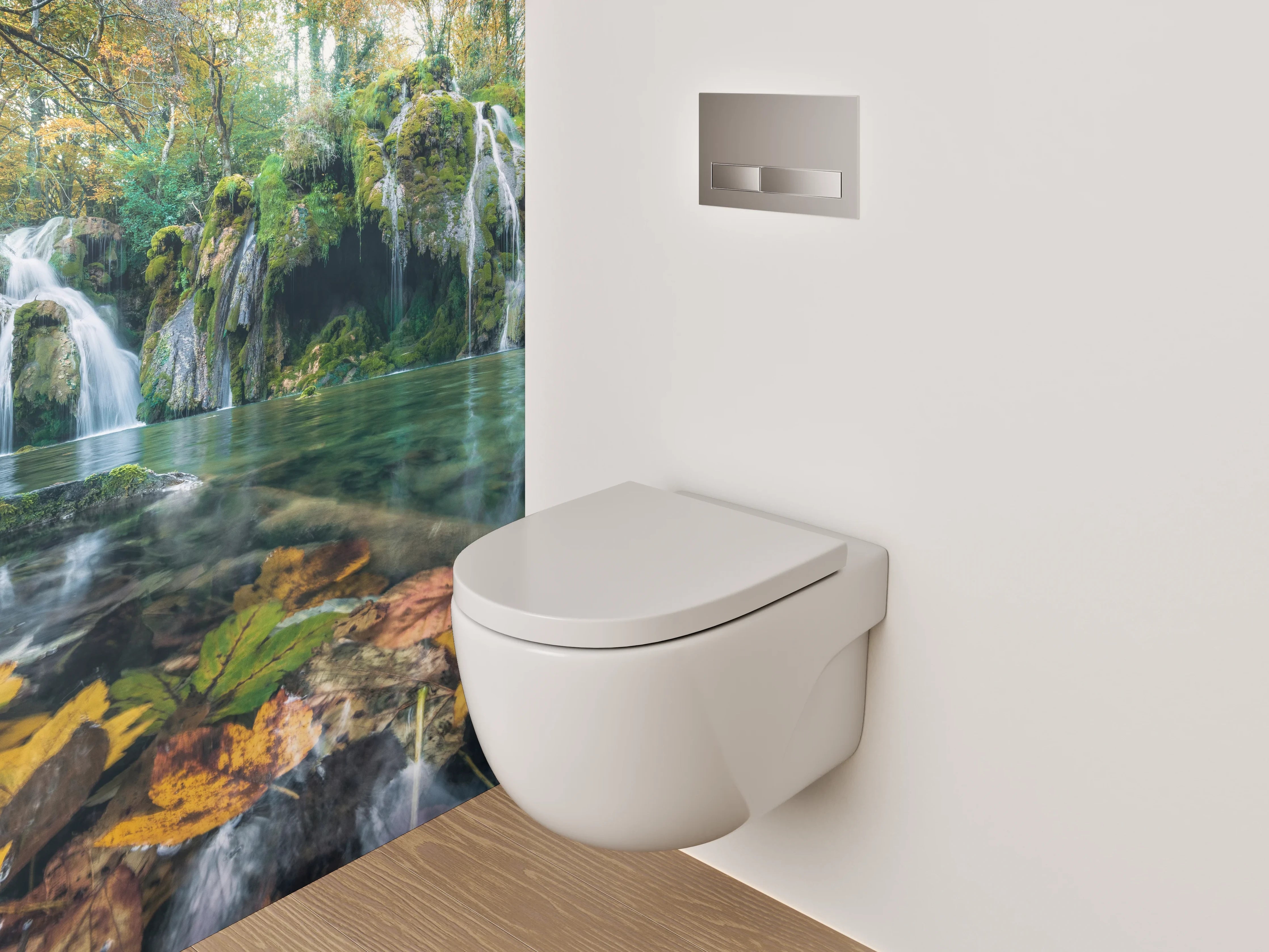 WC-Rückwand - Malerischer Wasserfall im Herbstwald