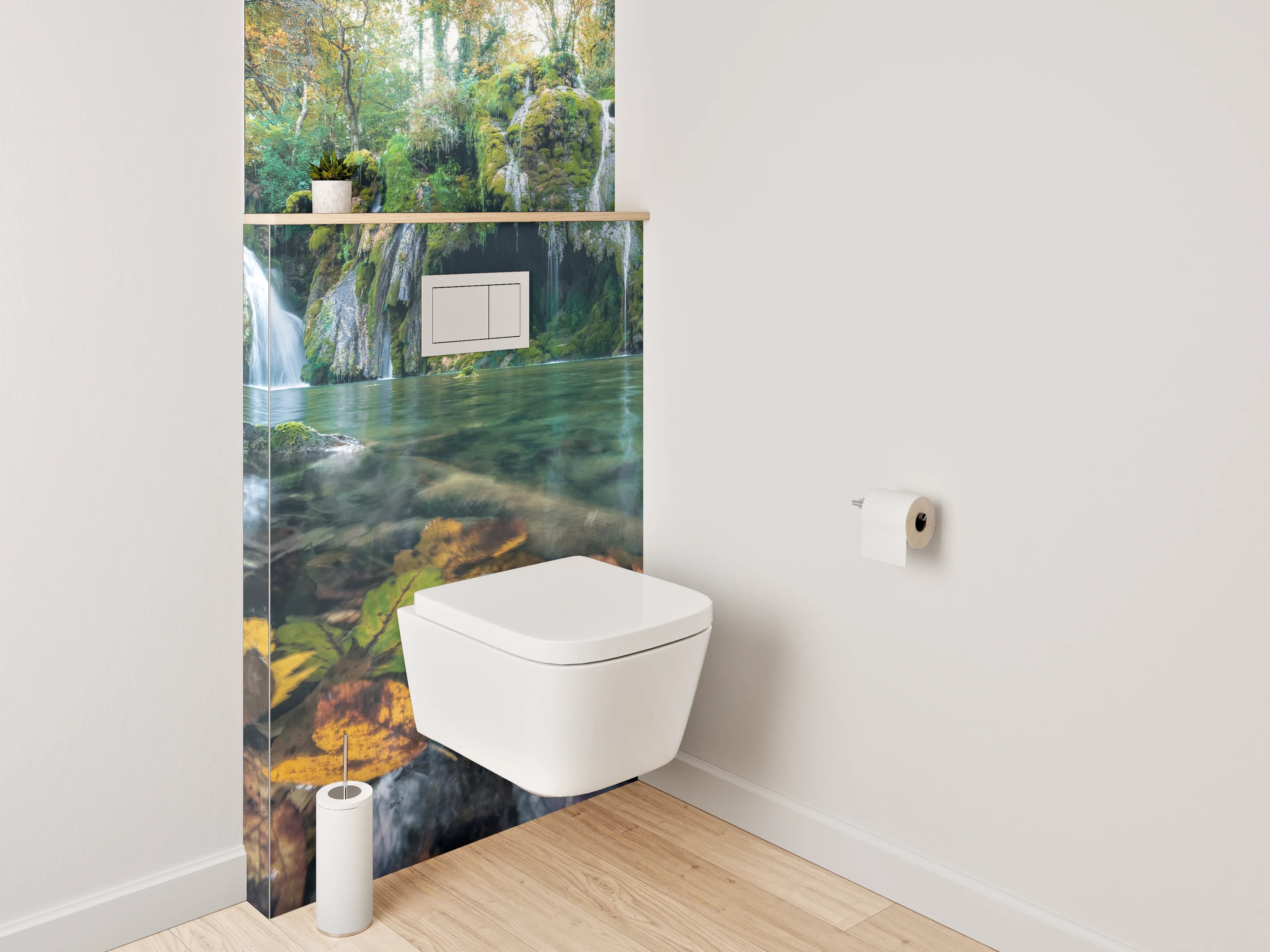 WC-Rückwand - Malerischer Wasserfall im Herbstwald