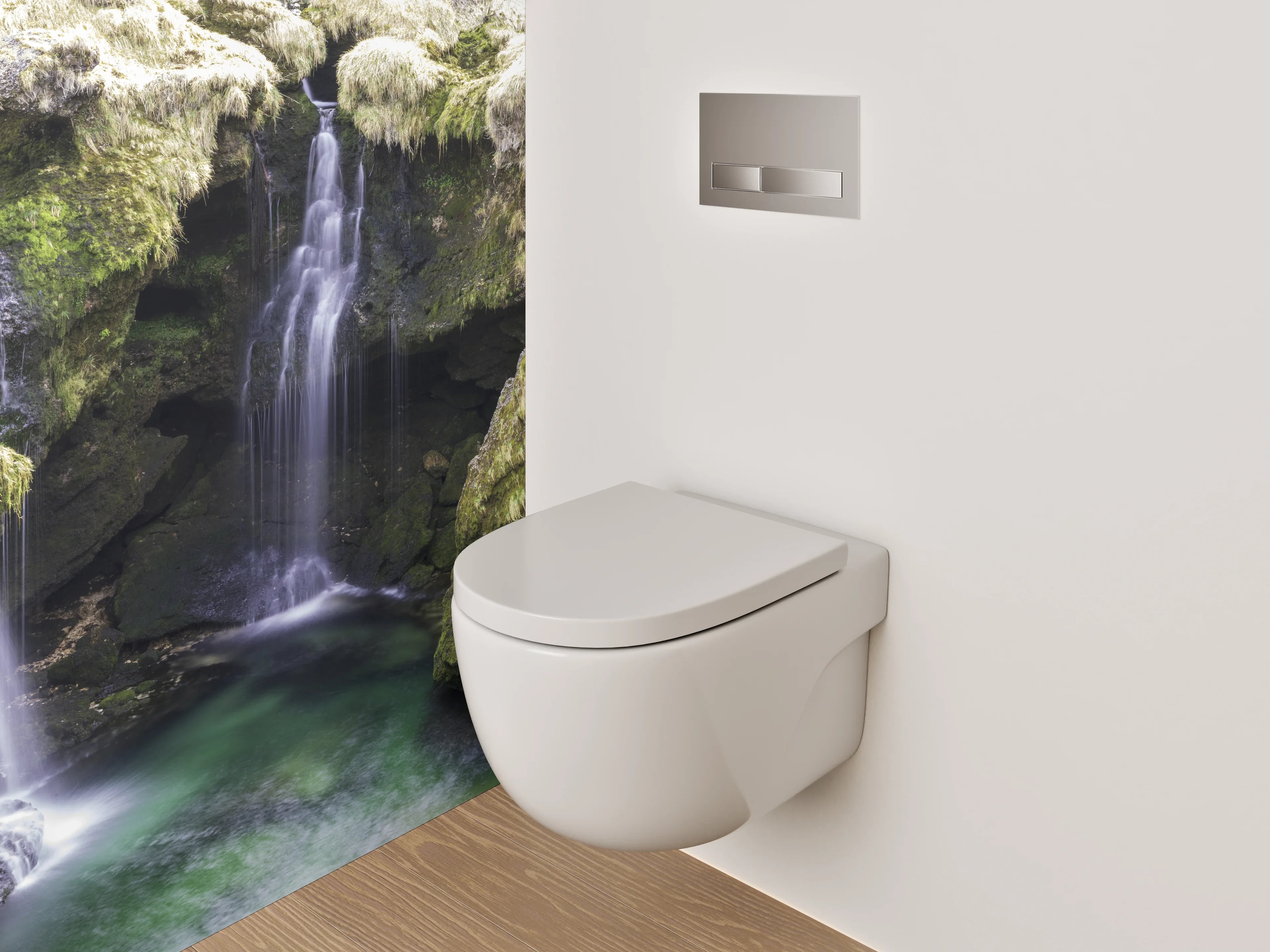 WC-Rückwand - Malerischer Wasserfall in grüner Schlucht