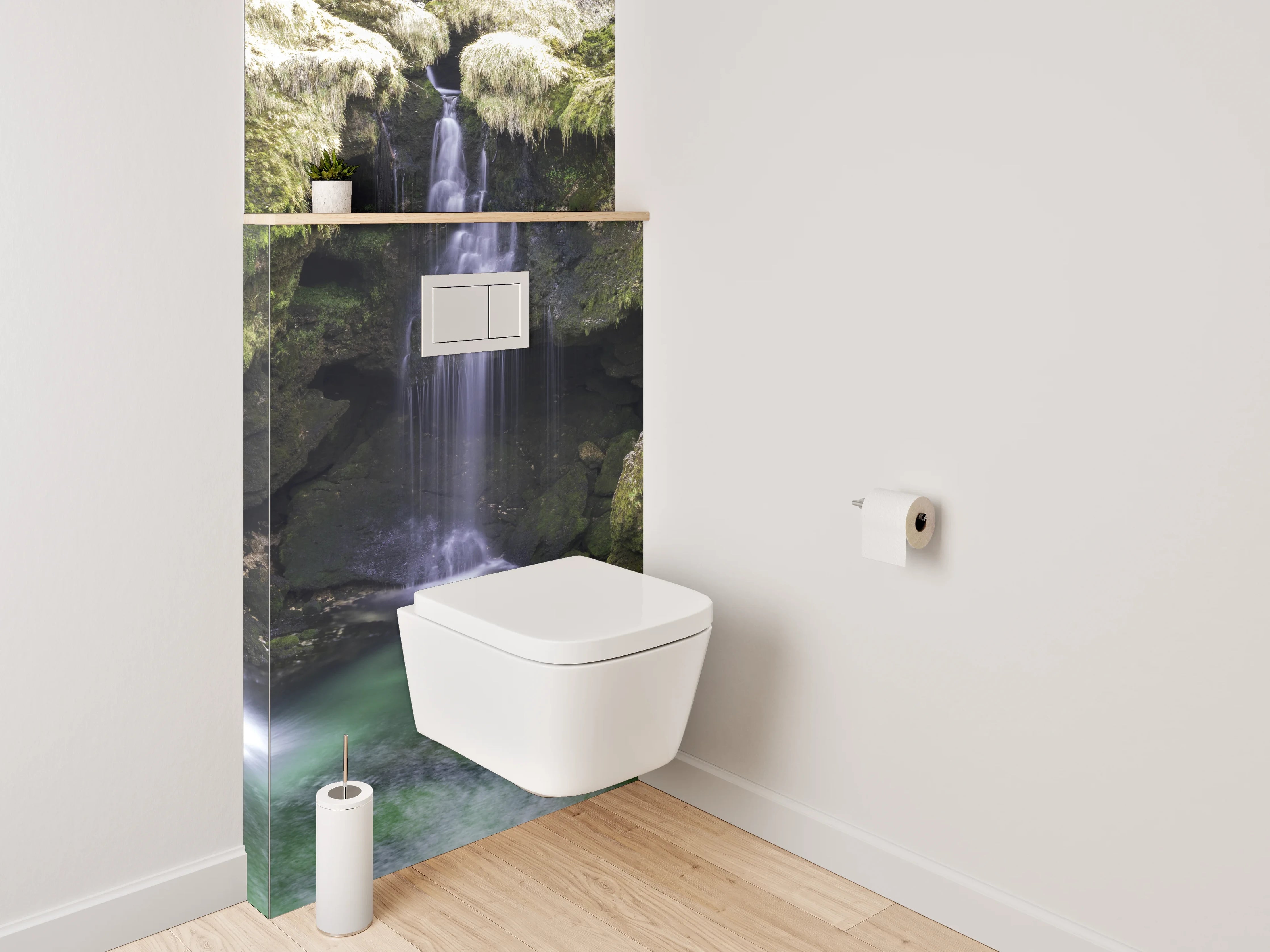 WC-Rückwand - Malerischer Wasserfall in grüner Schlucht