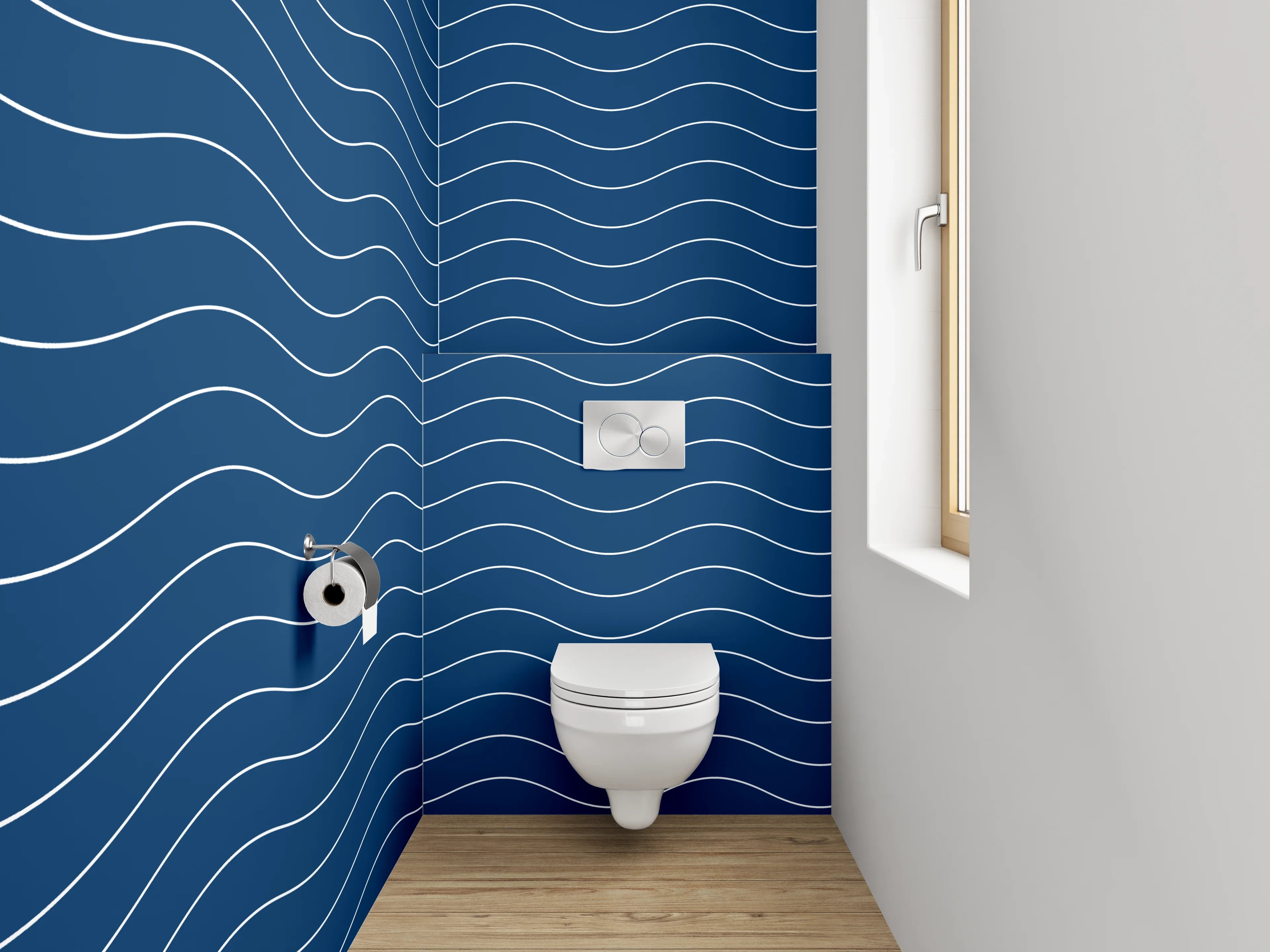 WC-Rückwand - Maritim Wellenmuster Blau