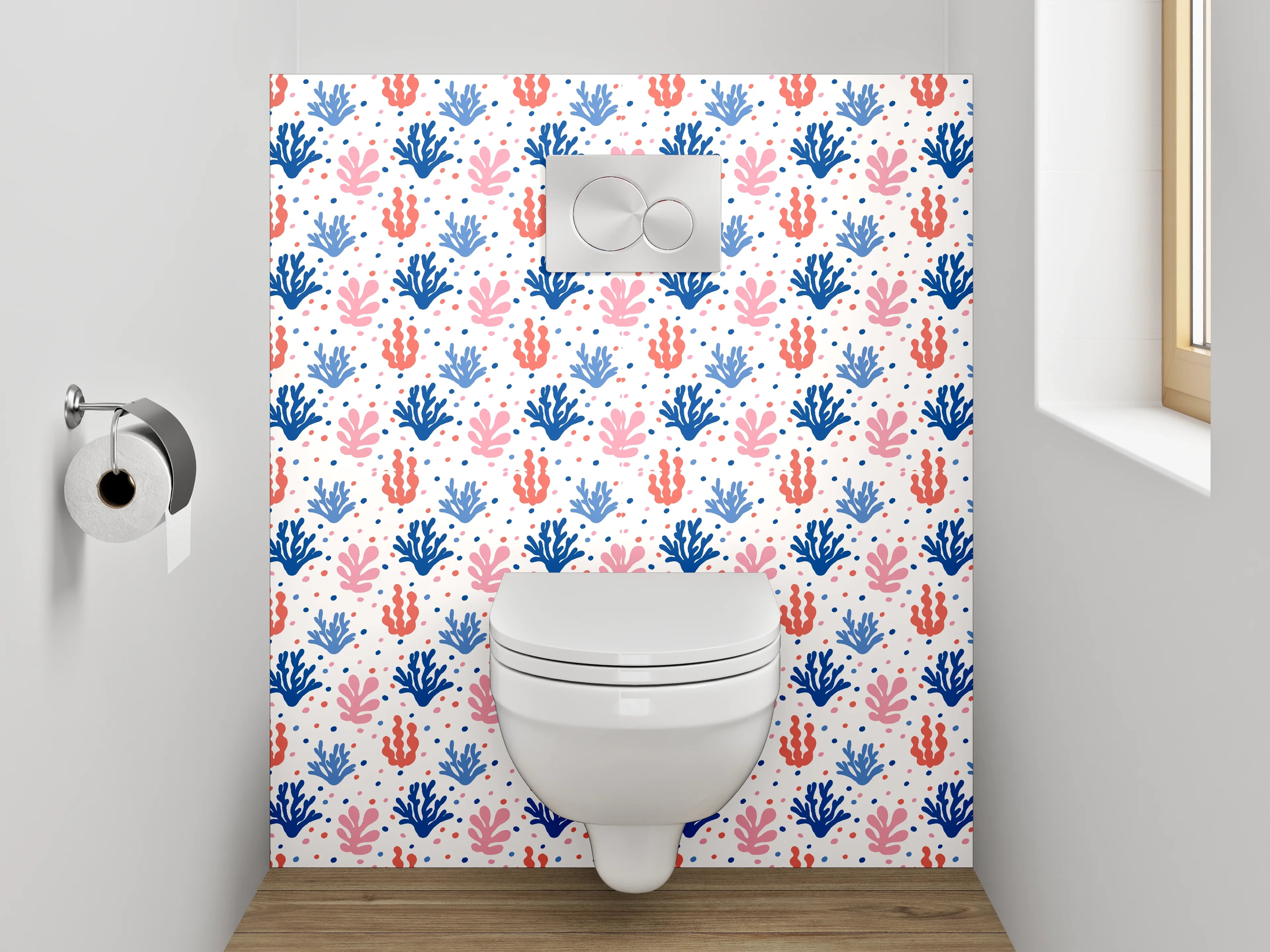 WC-Rückwand - Maritime Korallen Muster rosa blau