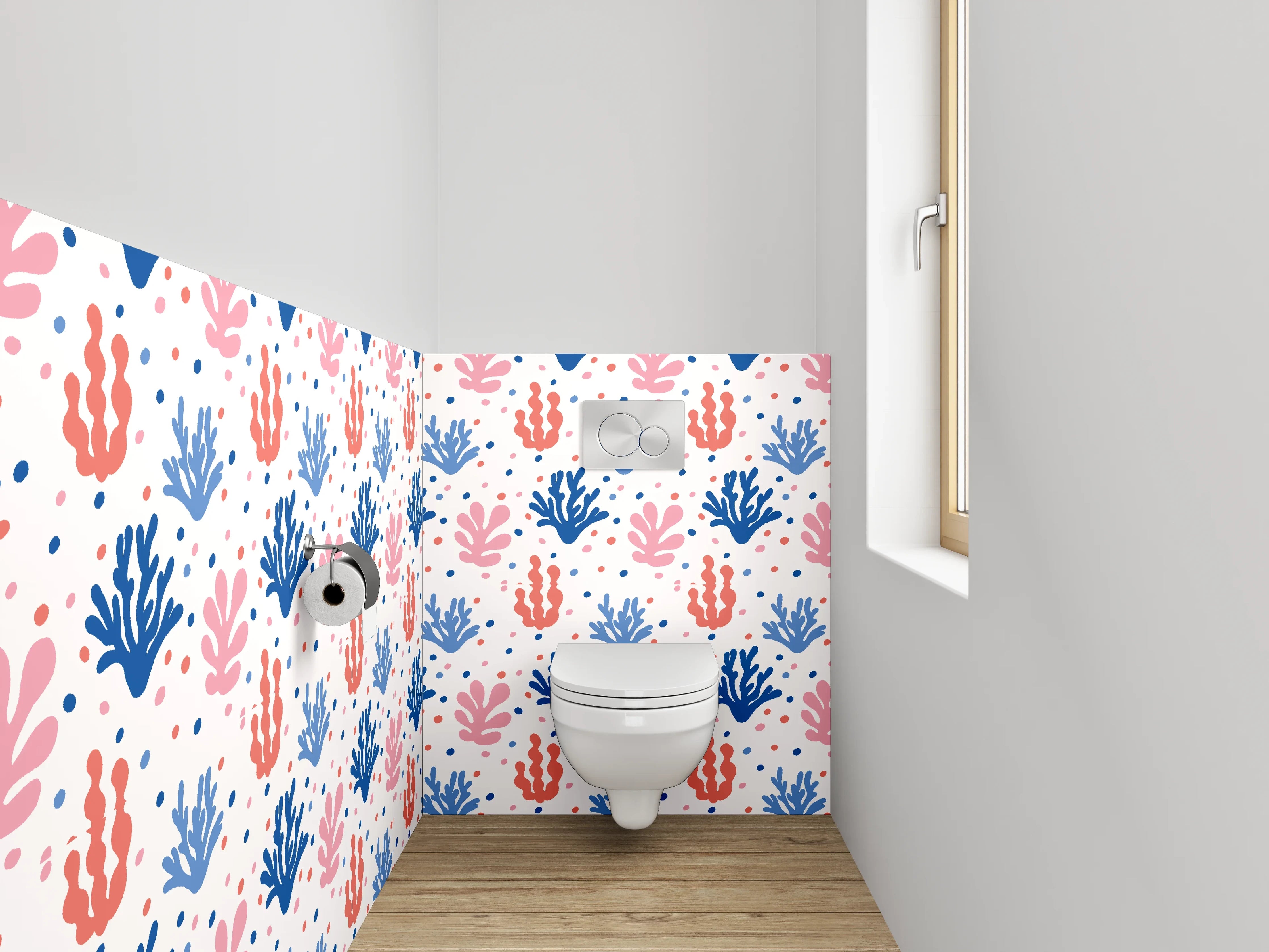 WC-Rückwand - Maritime Korallen Muster rosa blau