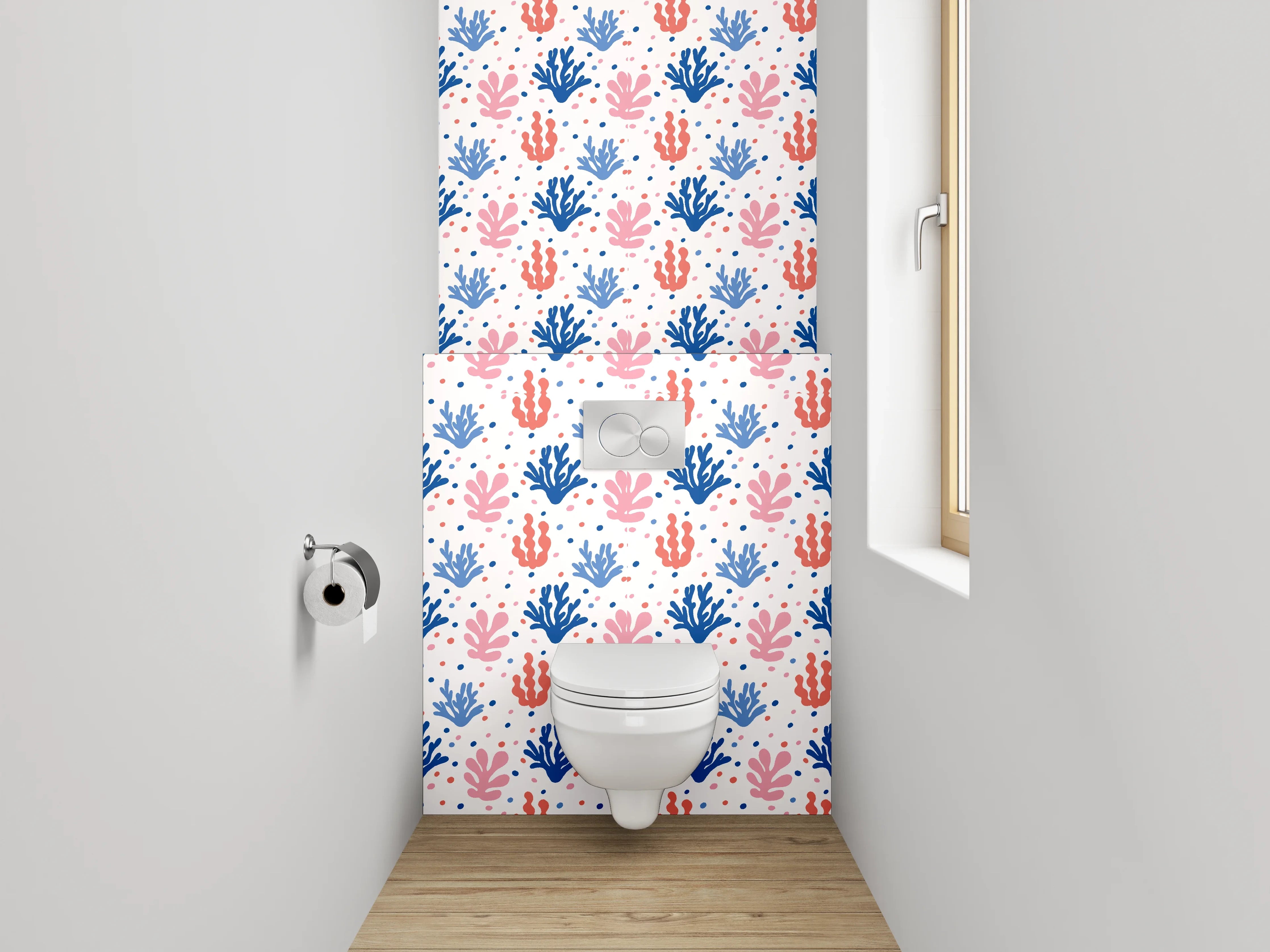 WC-Rückwand - Maritime Korallen Muster rosa blau