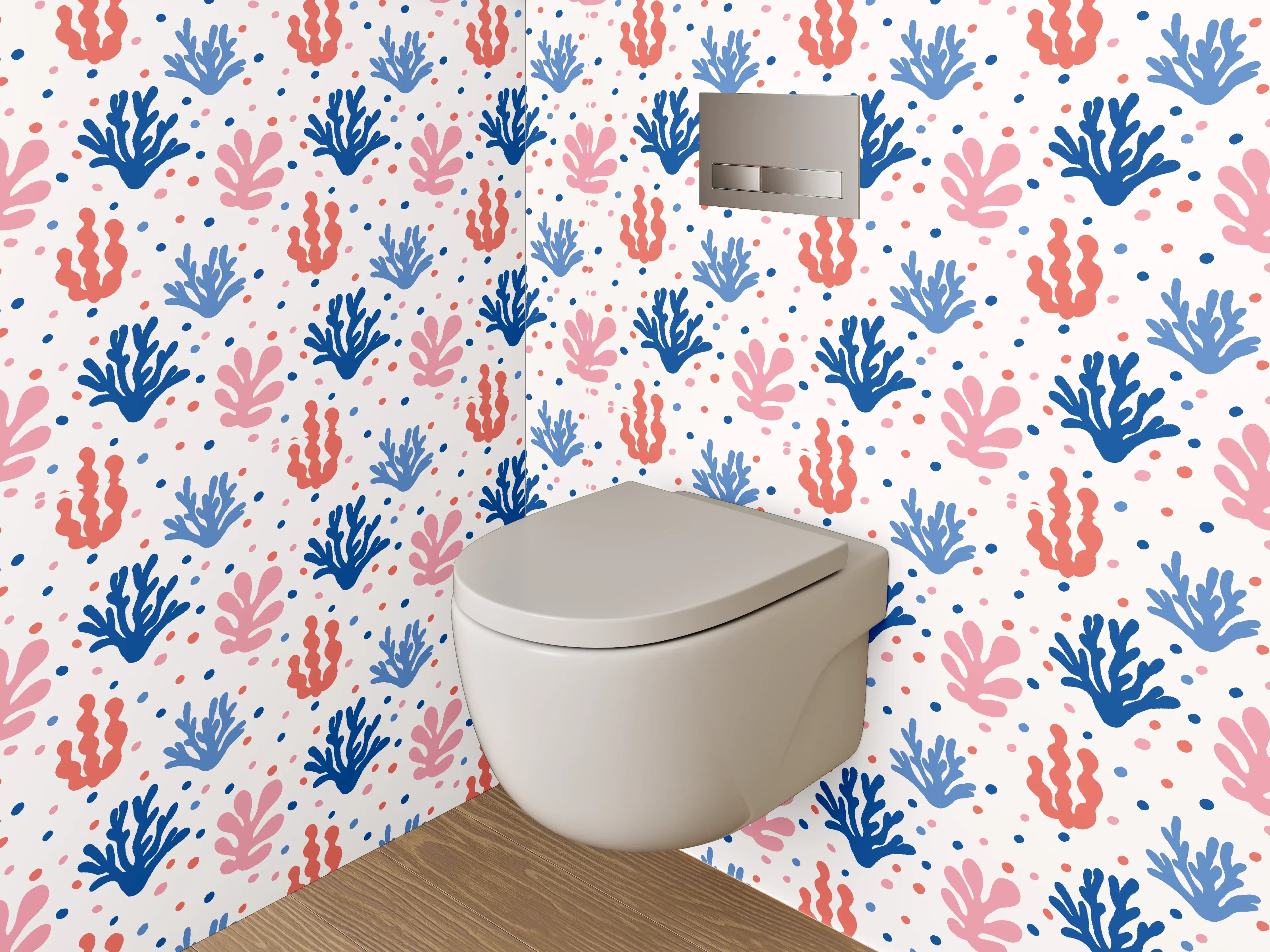WC-Rückwand - Maritime Korallen Muster rosa blau