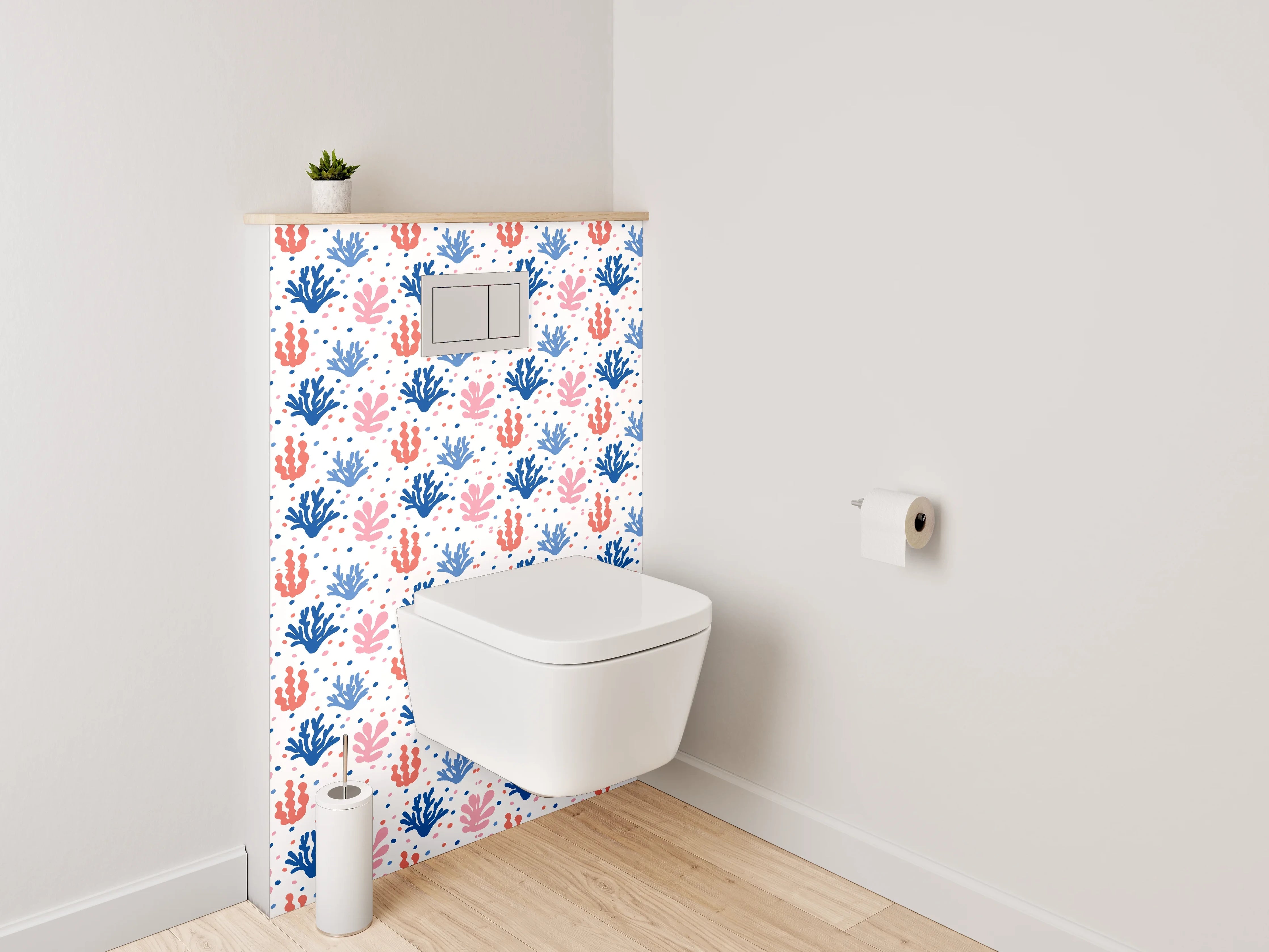 WC-Rückwand - Maritime Korallen Muster rosa blau