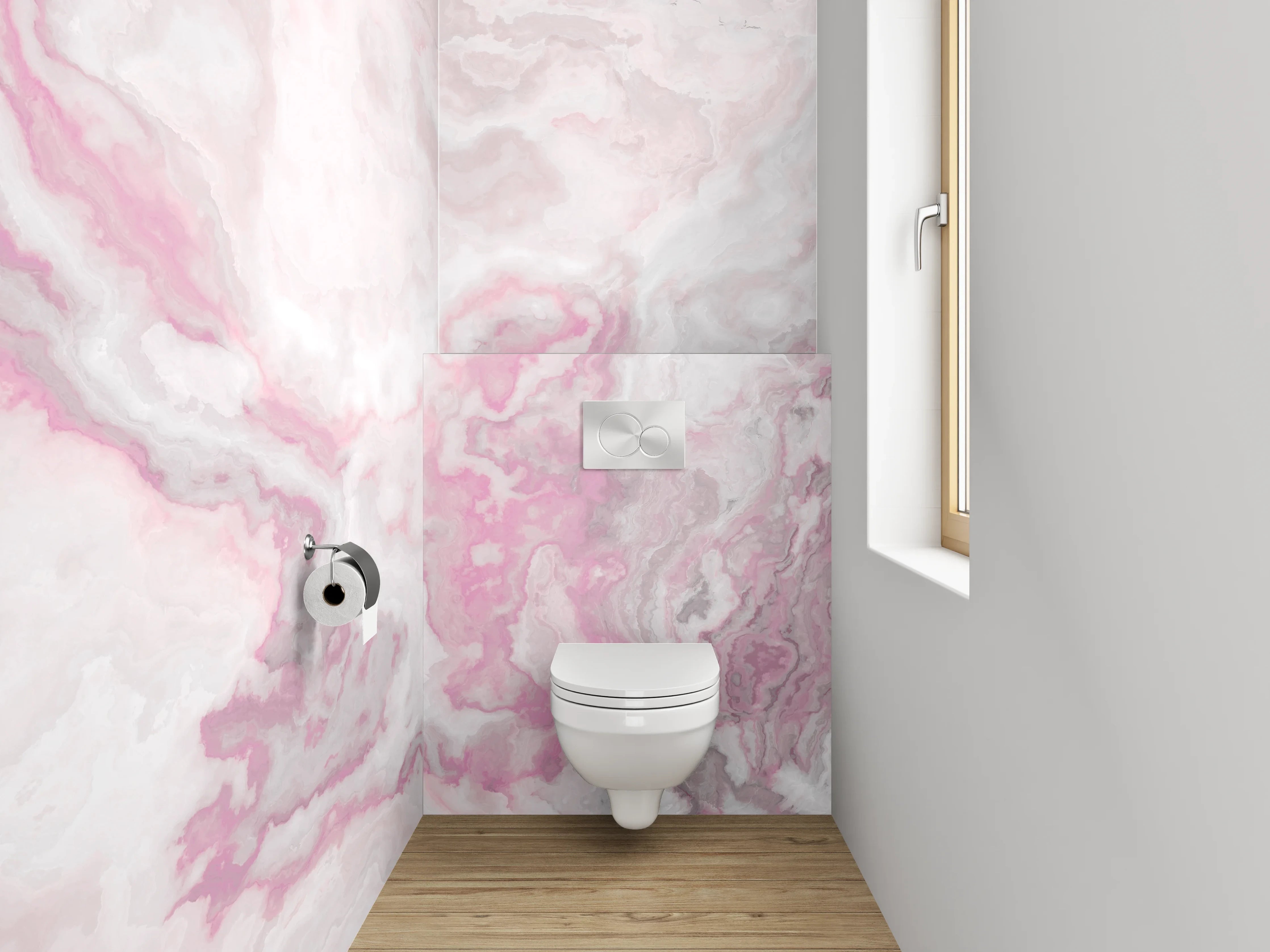 WC-Rückwand - Marmor-Design Rosa Weiß Grau