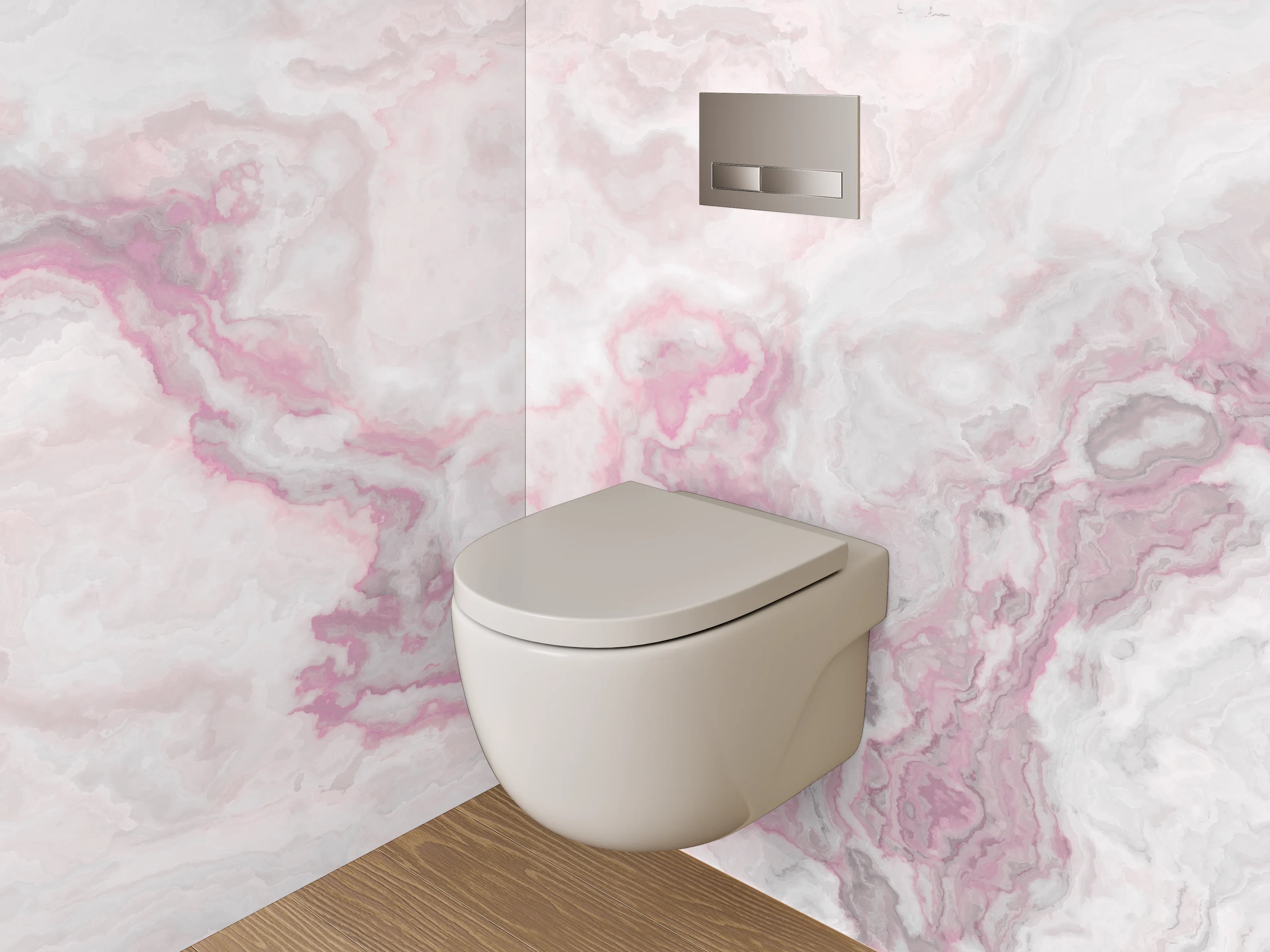 WC-Rückwand - Marmor-Design Rosa Weiß Grau