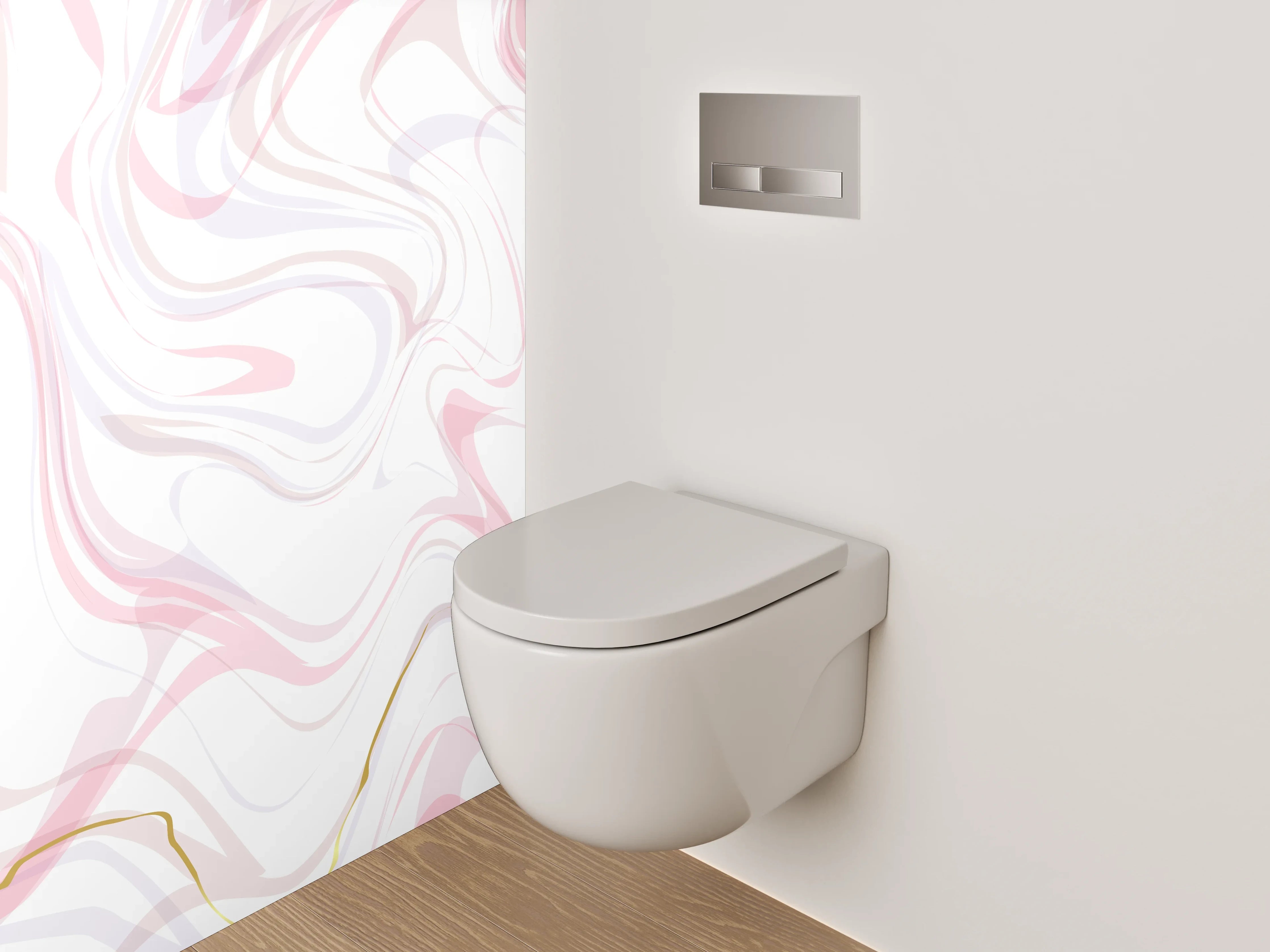 WC-Rückwand - Marmor Effekt Rosa Weiß Gold