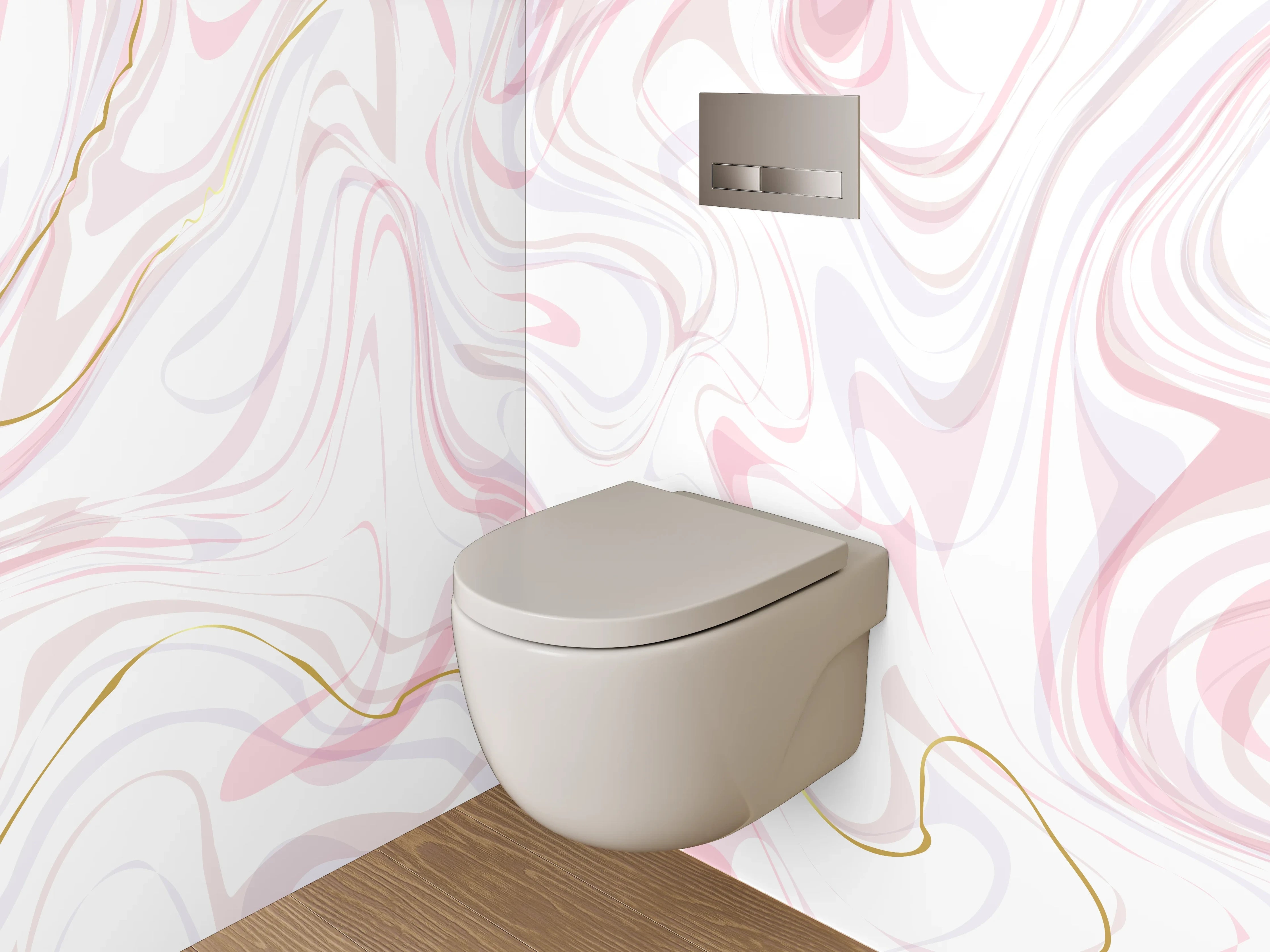 WC-Rückwand - Marmor Effekt Rosa Weiß Gold