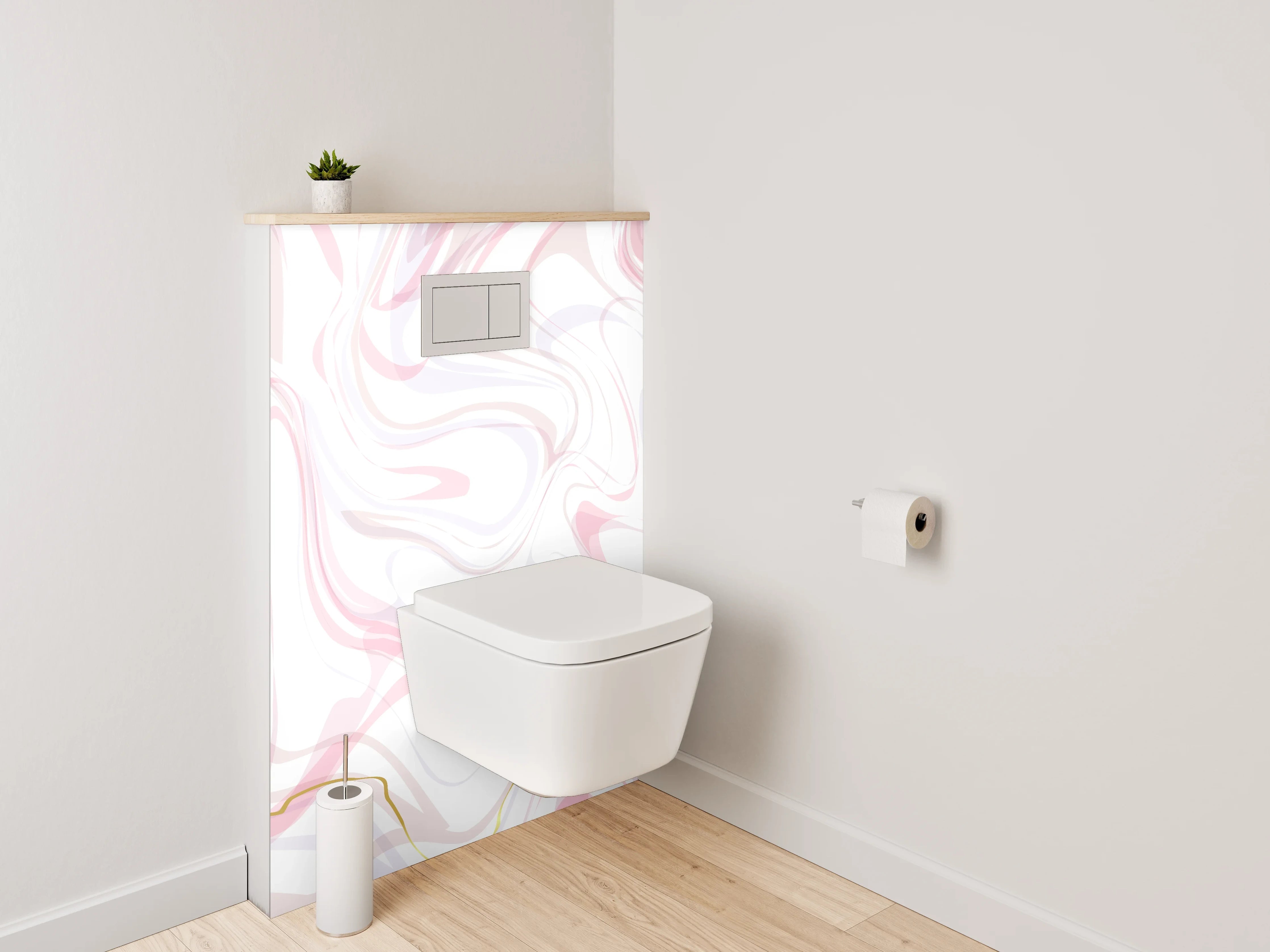 WC-Rückwand - Marmor Effekt Rosa Weiß Gold