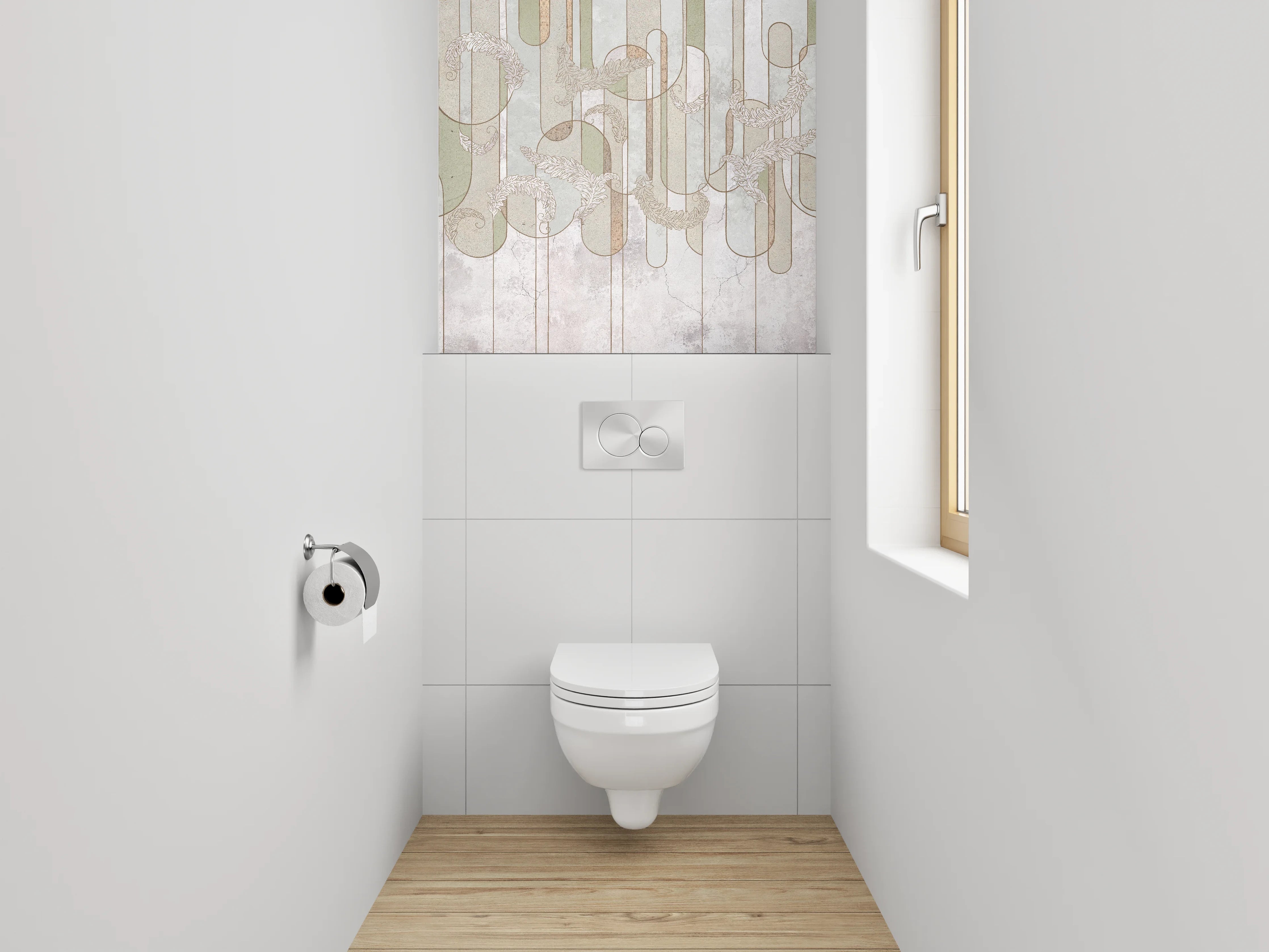 WC-Rückwand - Marmor Grafik Weiß Grün Beige