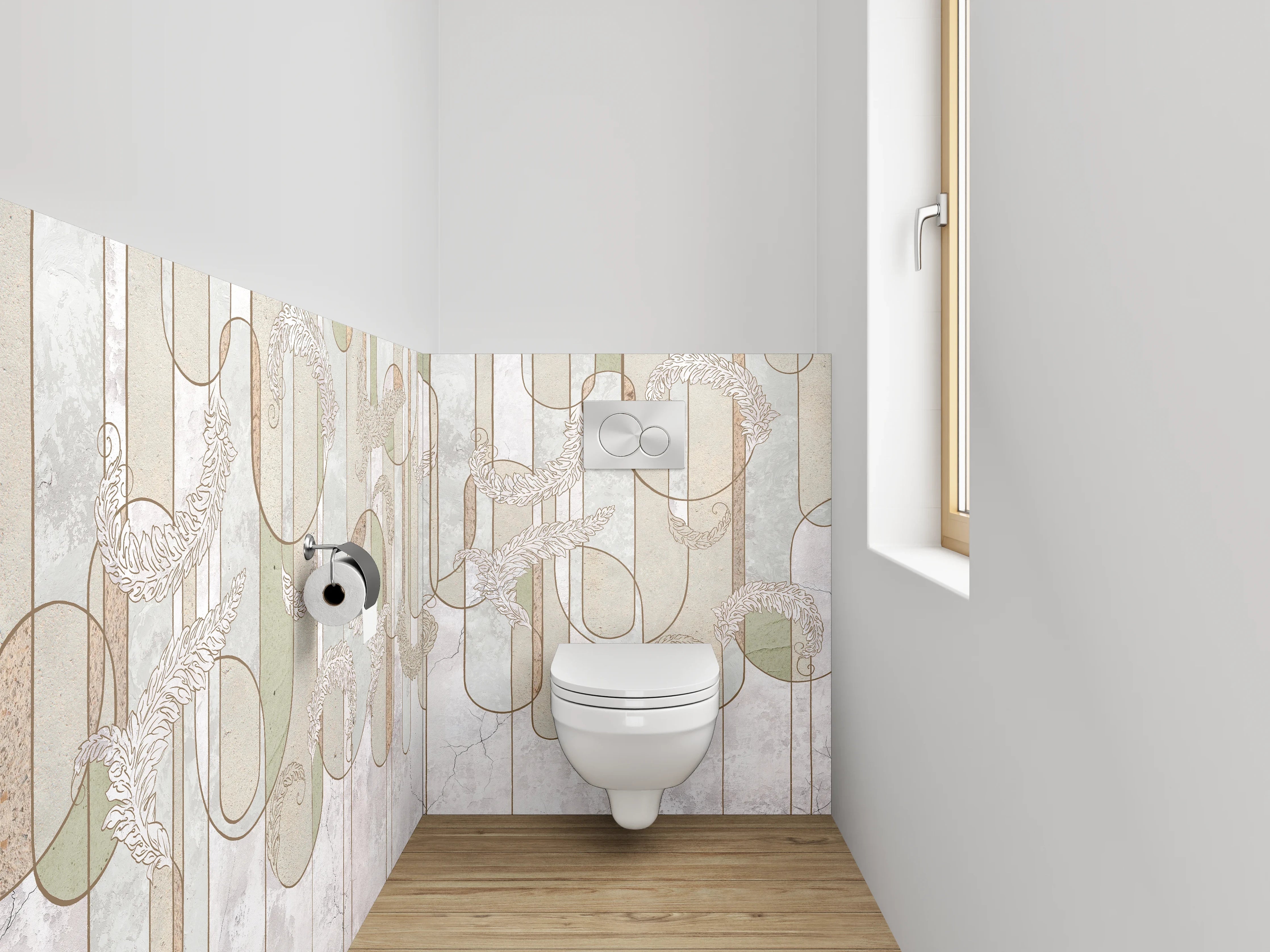 WC-Rückwand - Marmor Grafik Weiß Grün Beige