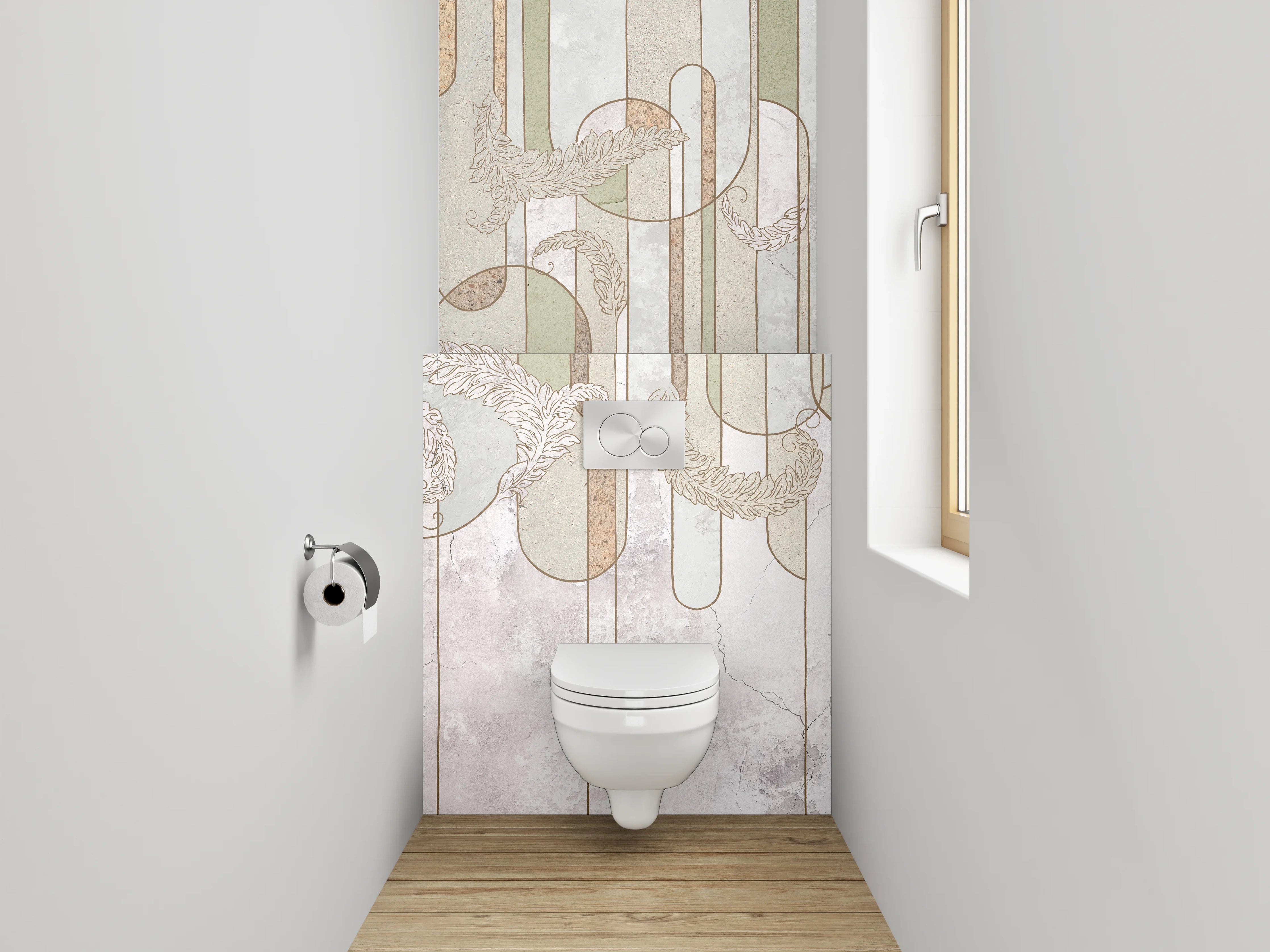 WC-Rückwand - Marmor Grafik Weiß Grün Beige
