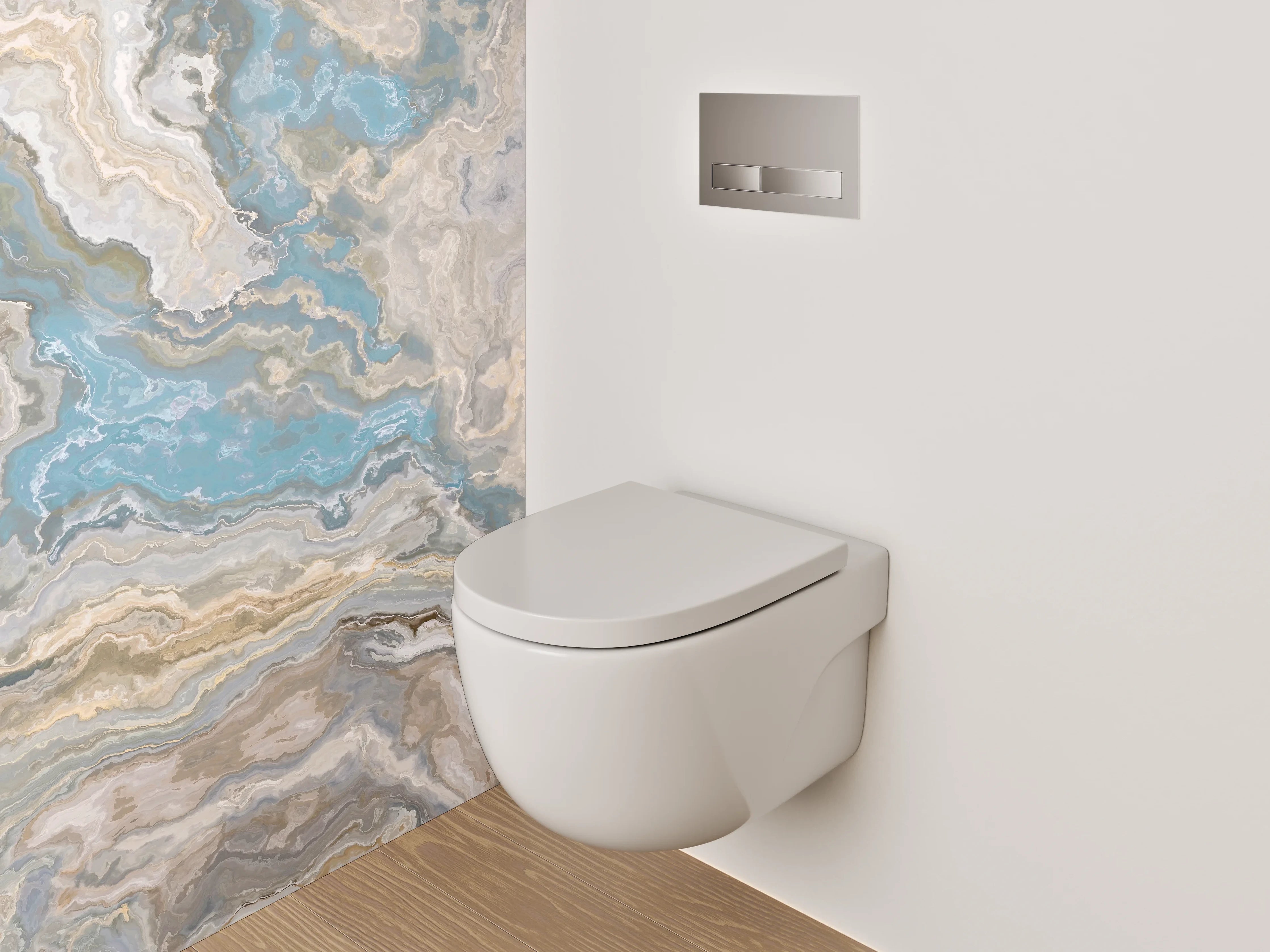 WC-Rückwand - Marmor-Optik Blau Beige Grau