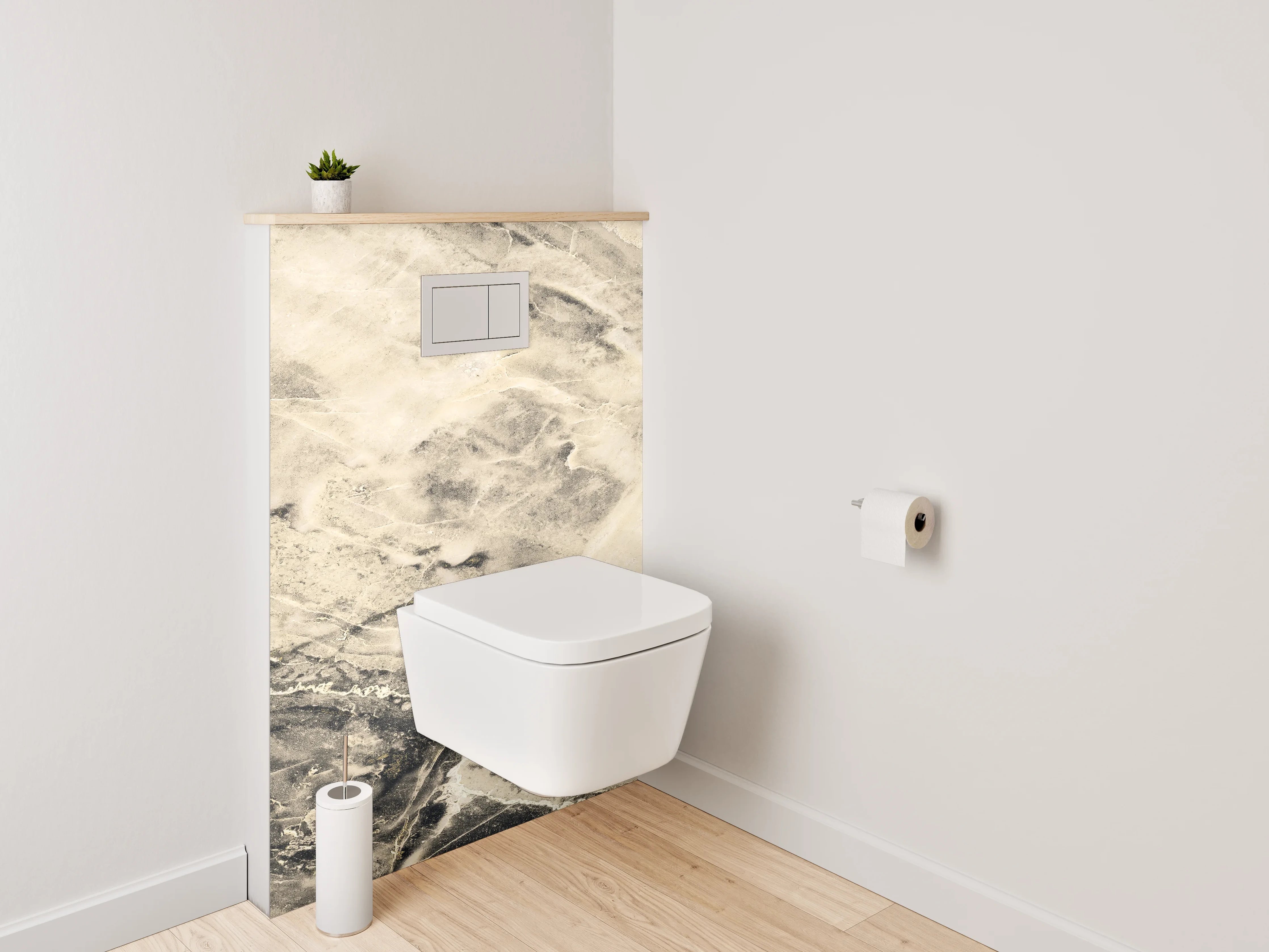 WC-Rückwand - Marmoroptik Beige Schwarz Weiß